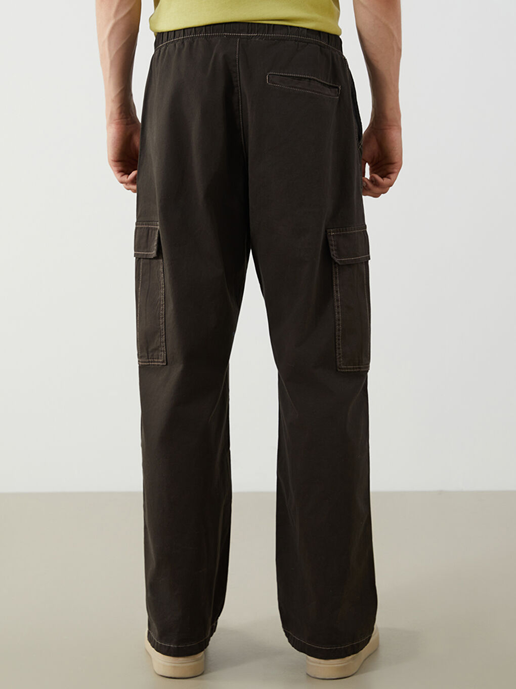 Kahverengi Rahat Kalıp Gabardin Erkek Pantolon-6