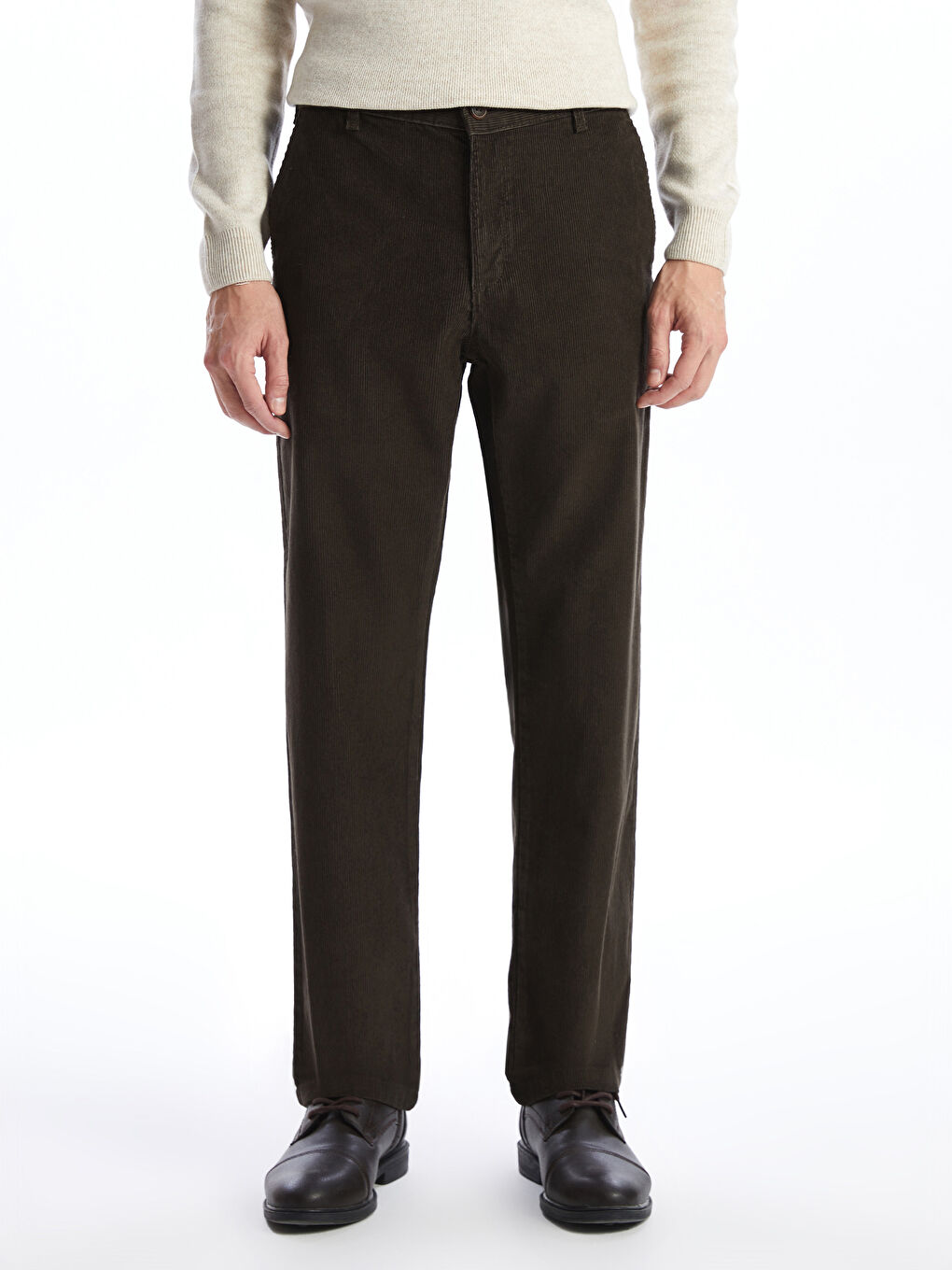 Haki Bol Kalıp Kadife Erkek Pantolon-3