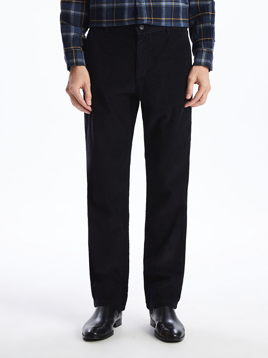 Lacivert Bol Kalıp Kadife Erkek Pantolon-1