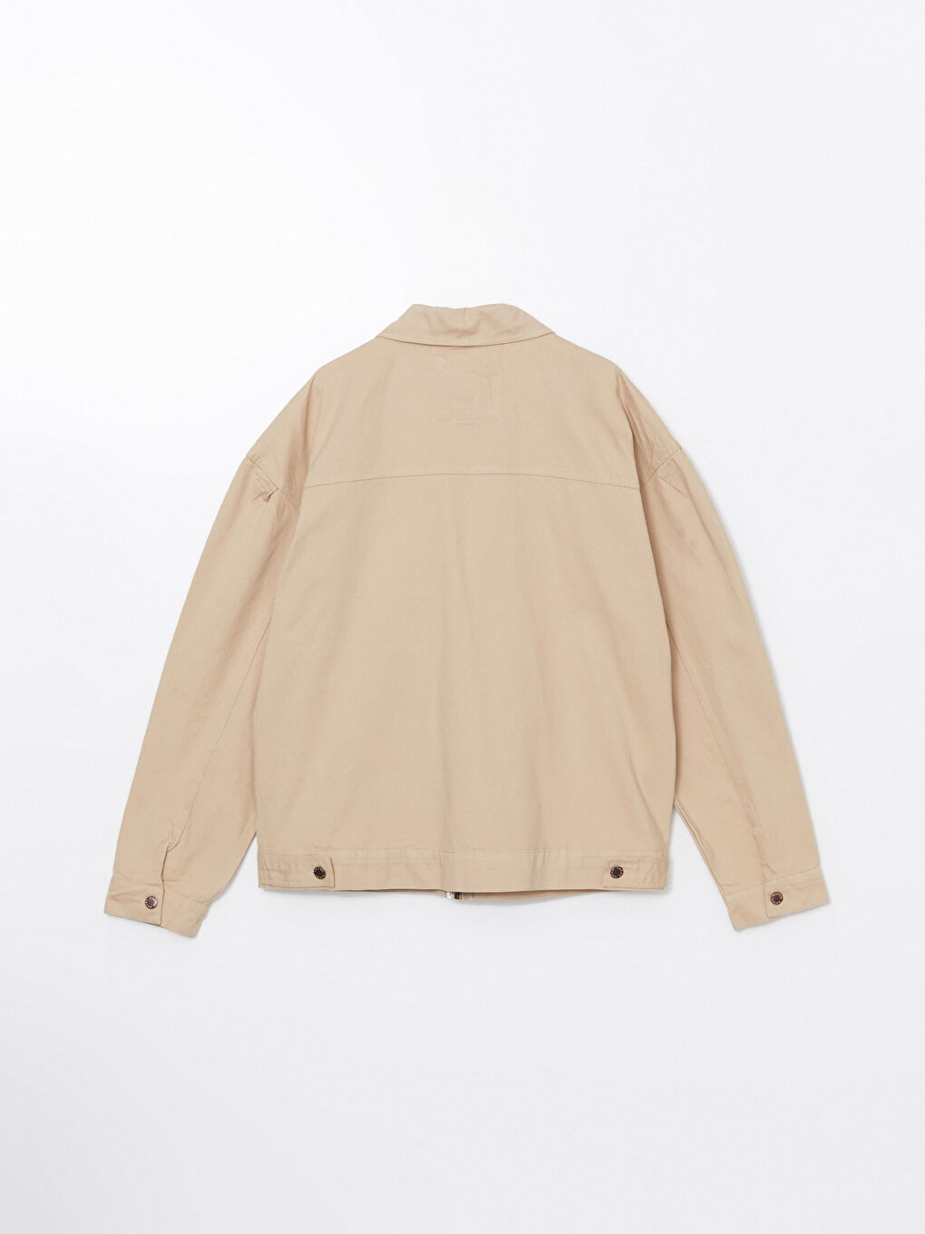 Bej Rahat Kalıp Uzun Kollu Gabardin Erkek Gömlek Ceket-6