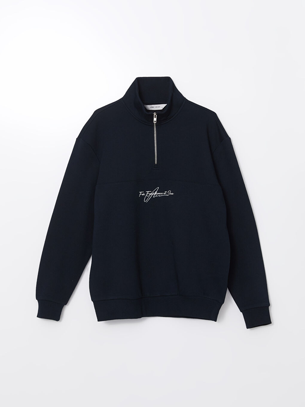 LCW Vision Lacivert Dik Yaka Uzun Kollu Baskılı Erkek Sweatshirt - 4