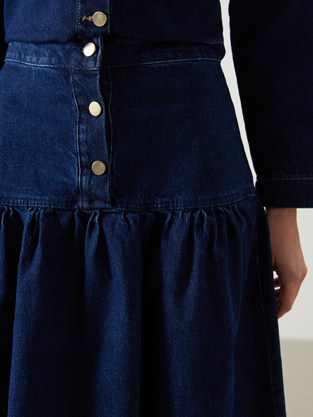 Lacivert Standart Fit Kadın Jean Etek-2