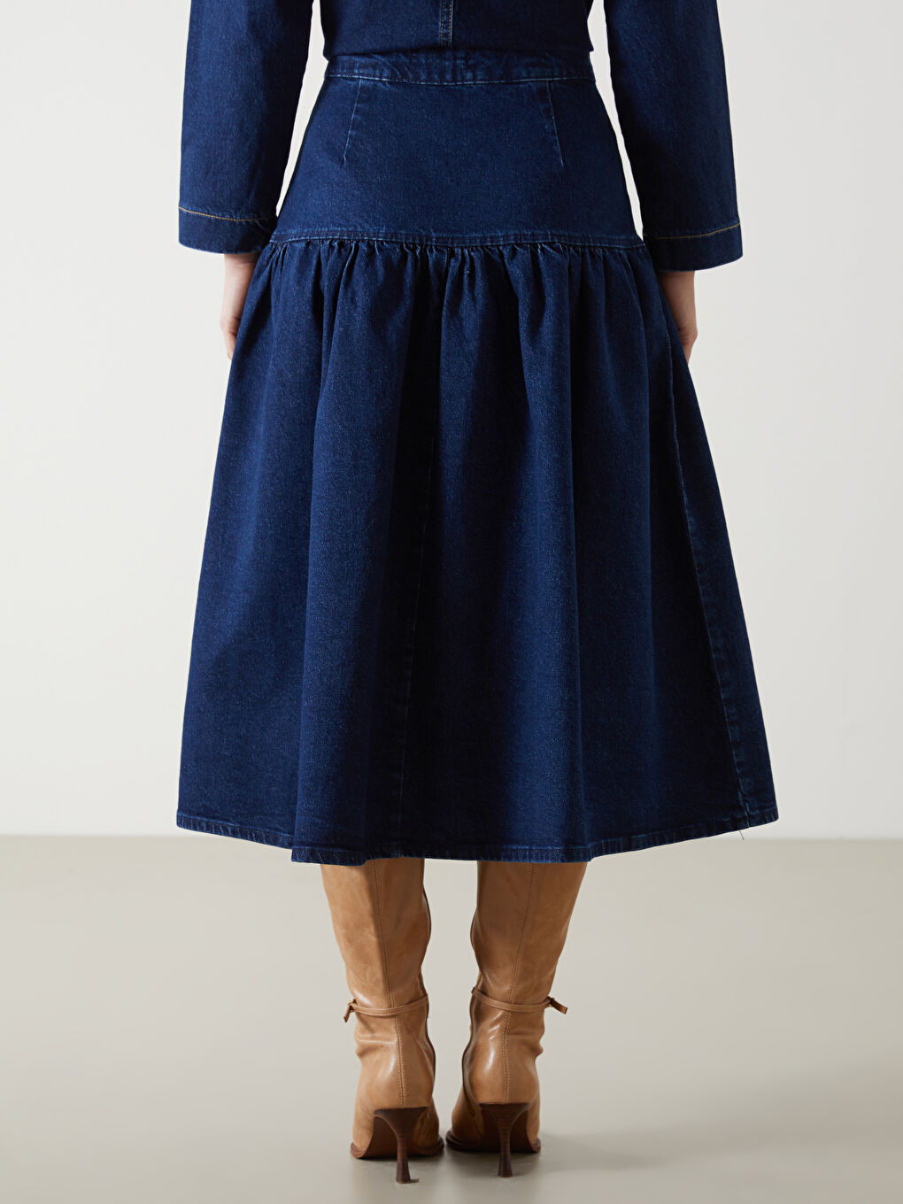 Lacivert Standart Fit Kadın Jean Etek-3