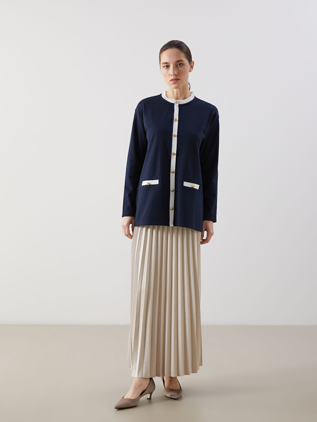 Elasticated Waist Women's Pleated Skirt