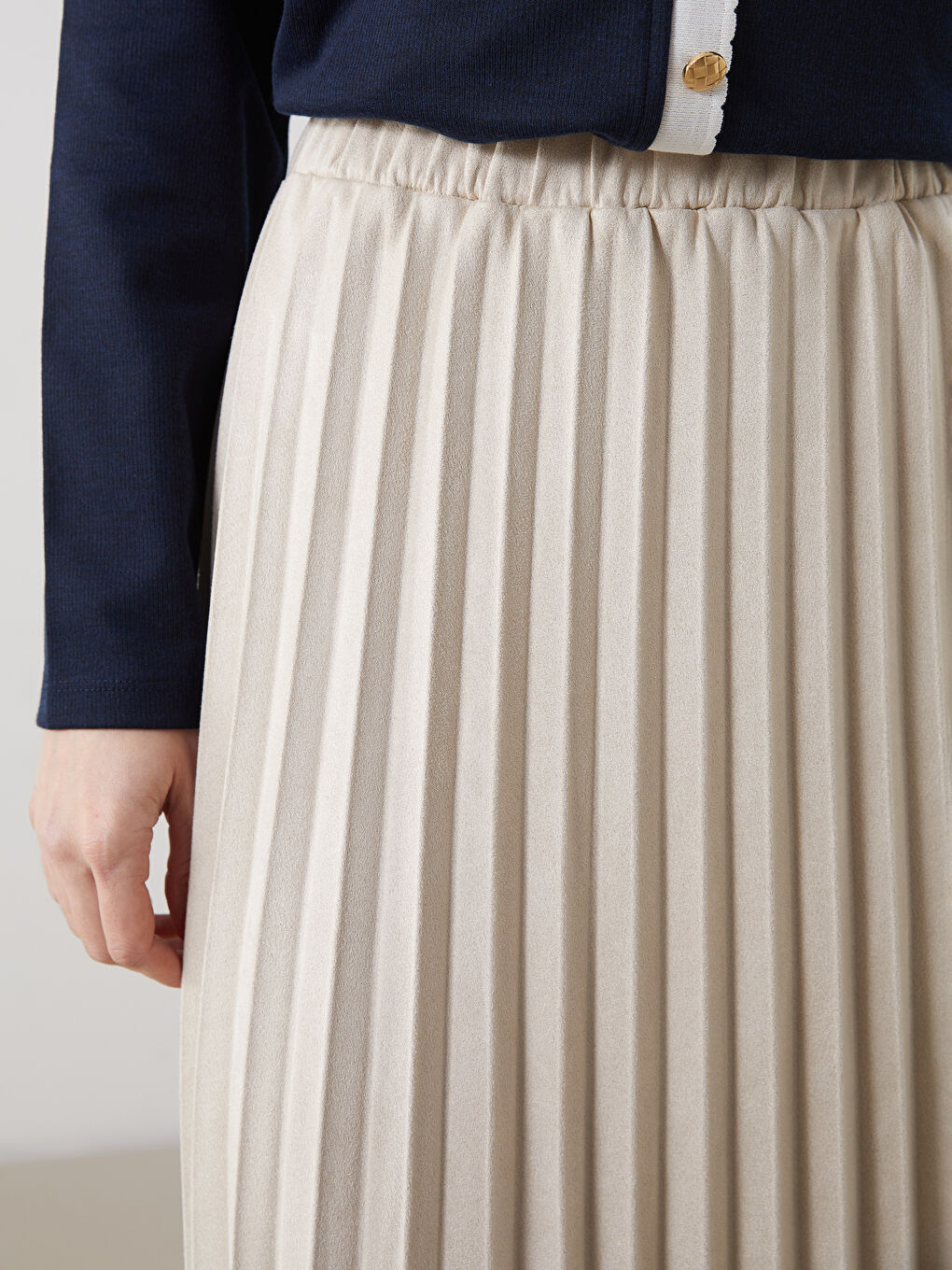 Elasticated Waist Women's Pleated Skirt-2