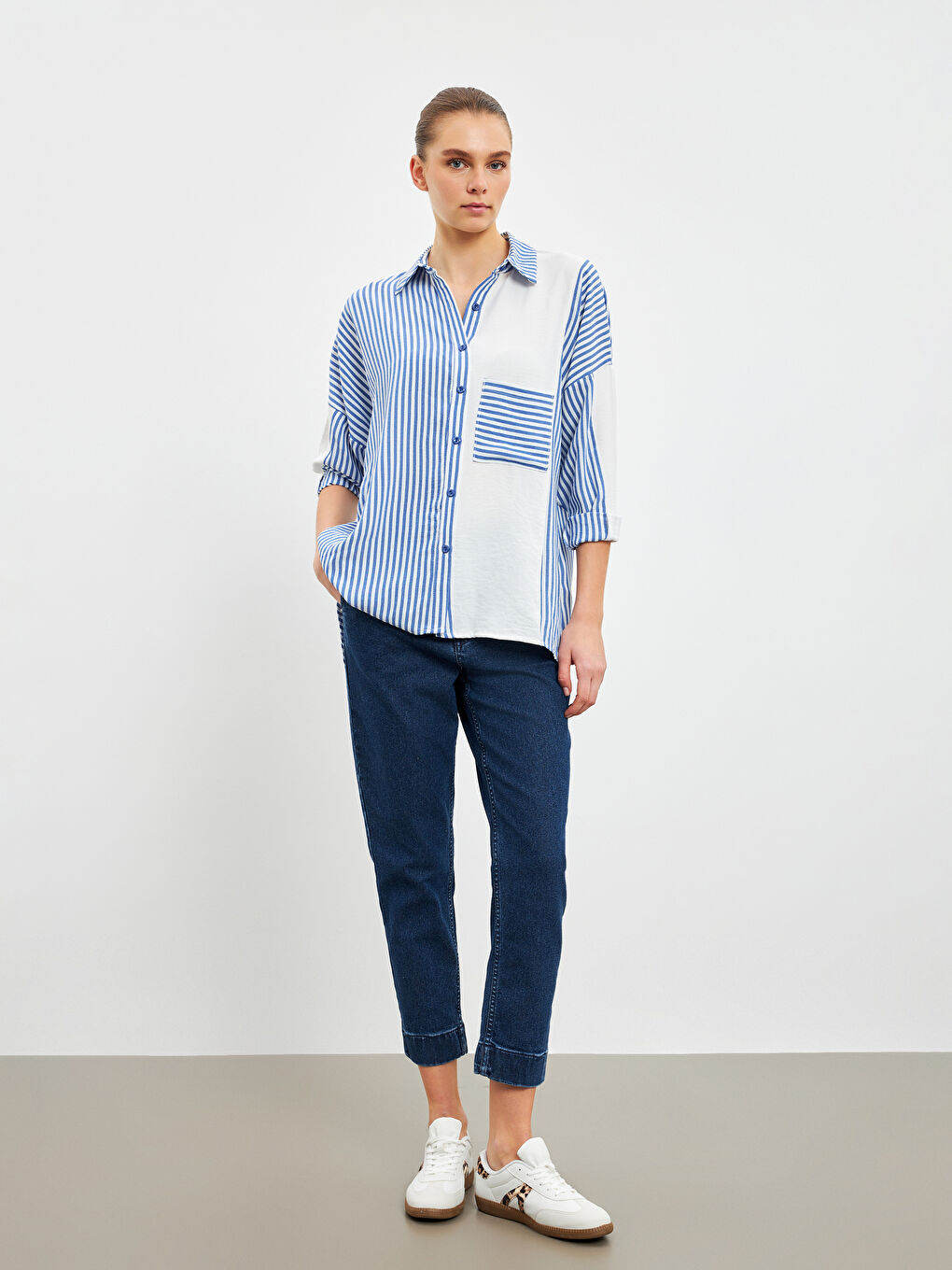 Striped Oversize Women's Shirt-1