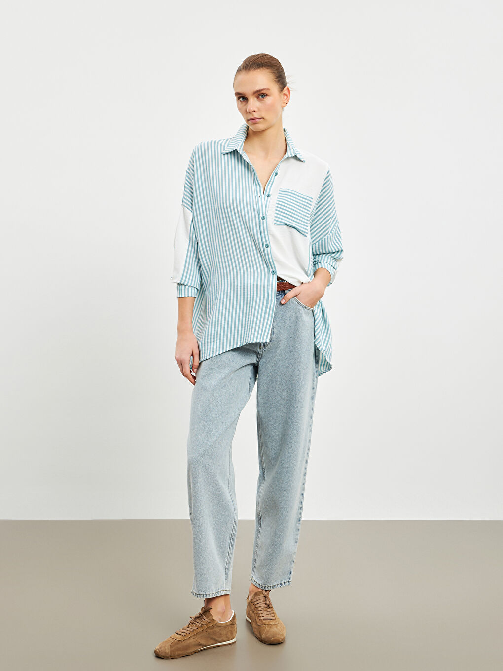 Chemise Rayée Oversize pour Femmes-1