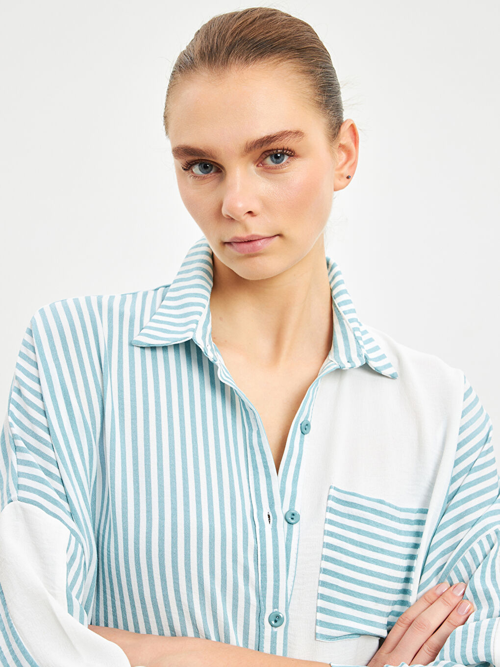 Chemise Rayée Oversize pour Femmes-2