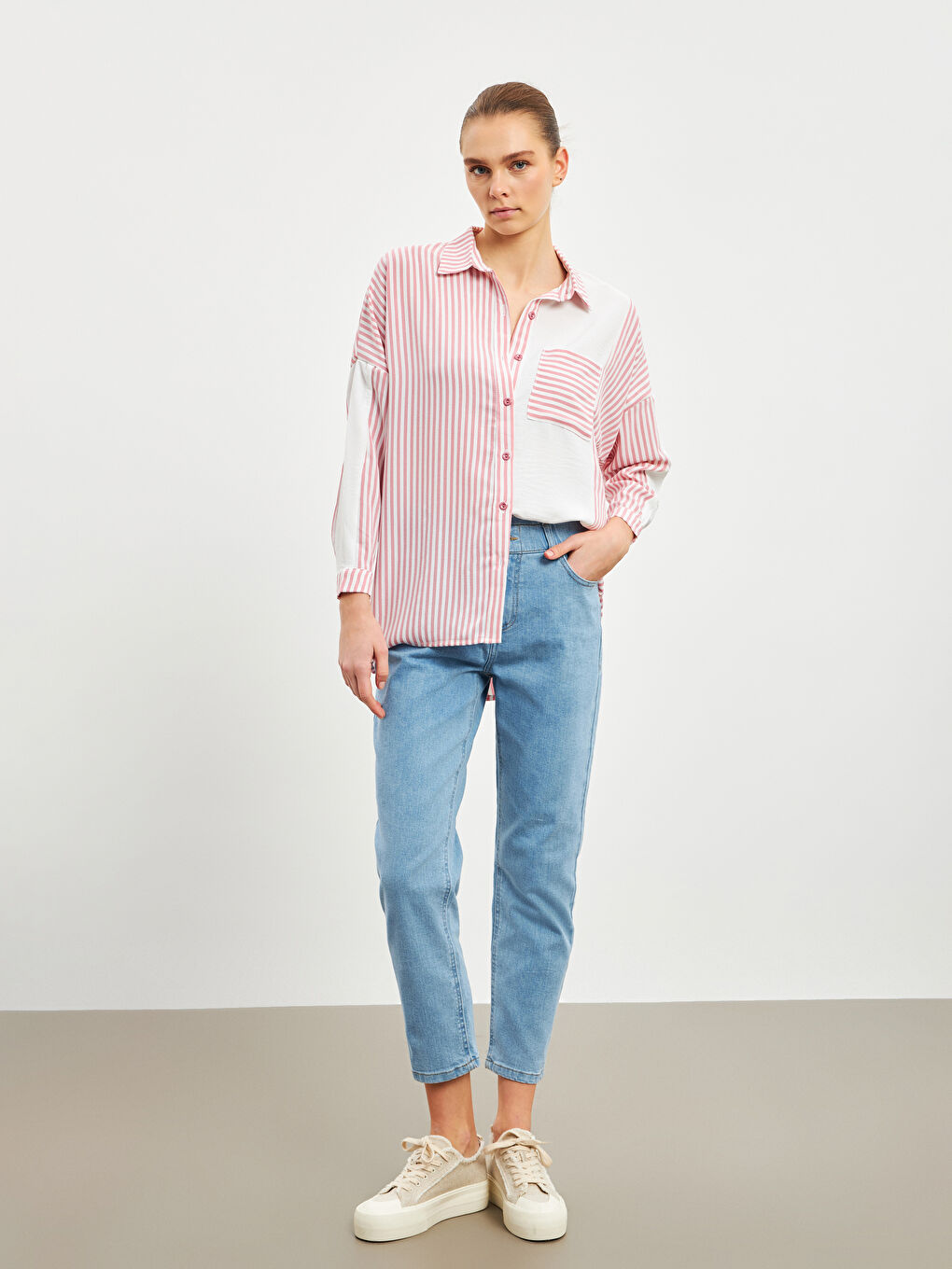 Striped Oversize Women's Shirt-1