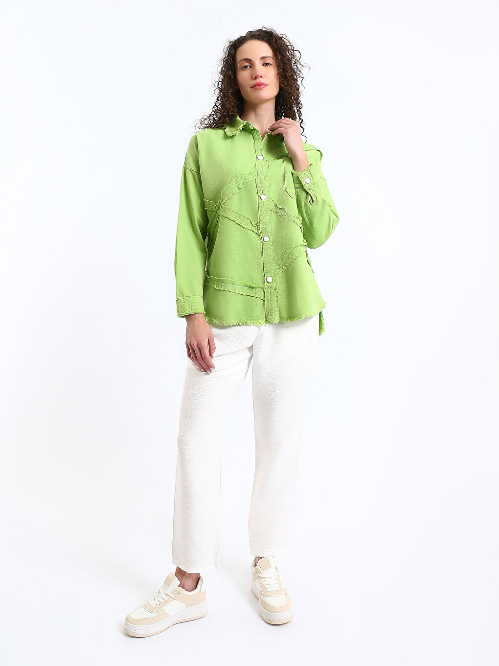 Plain Long Sleeve Women's Shirt-1