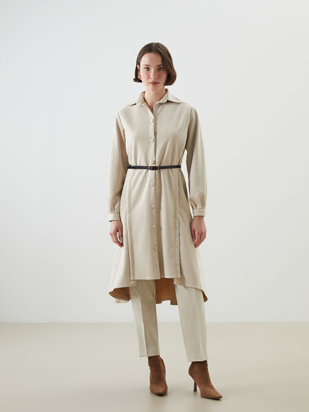 Suede Women's Shirt Tunic -W4M359Z8-FEW