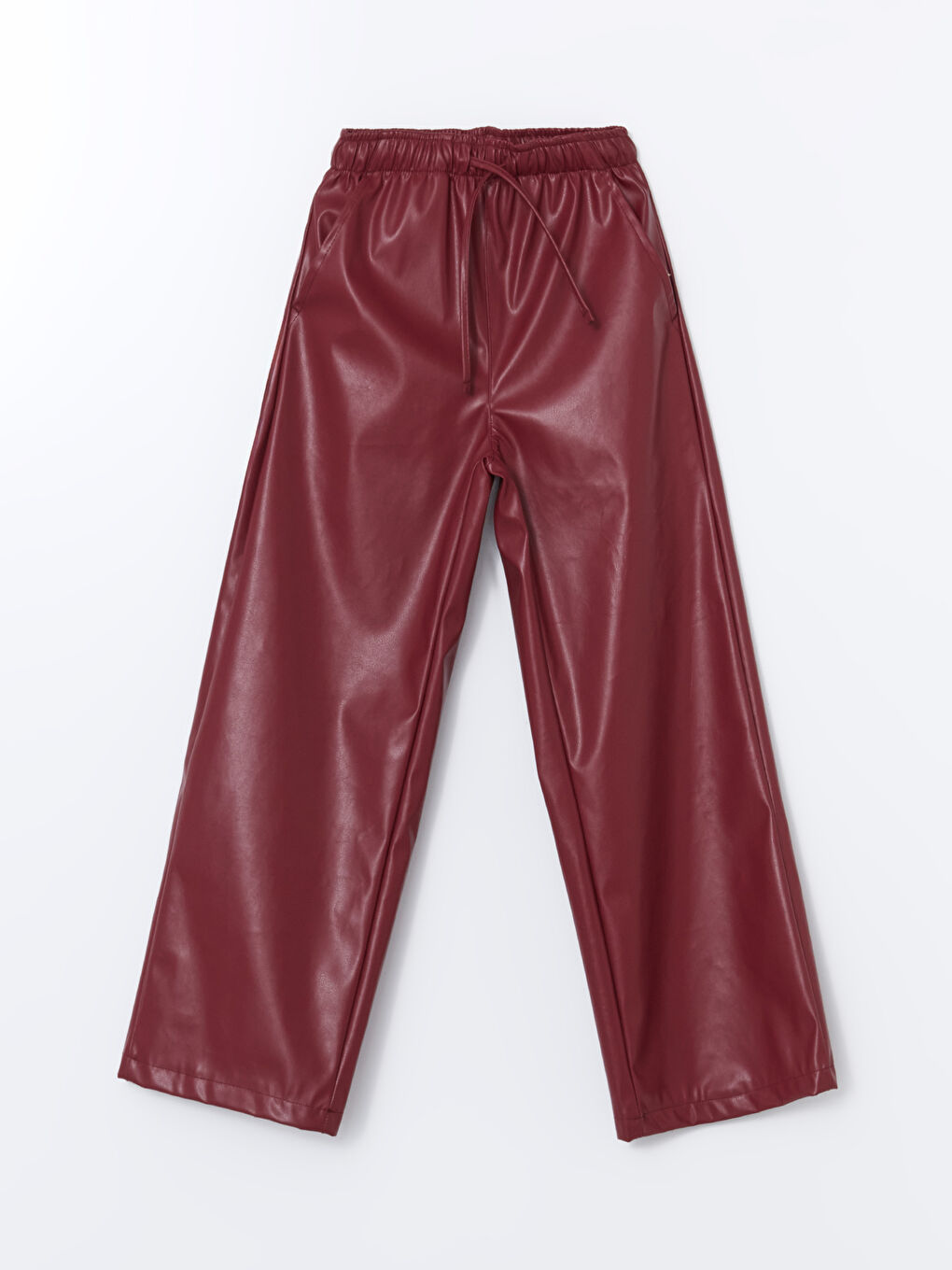Elastic Waist Leather Look Girl's Trousers -W4M365Z4-DM5