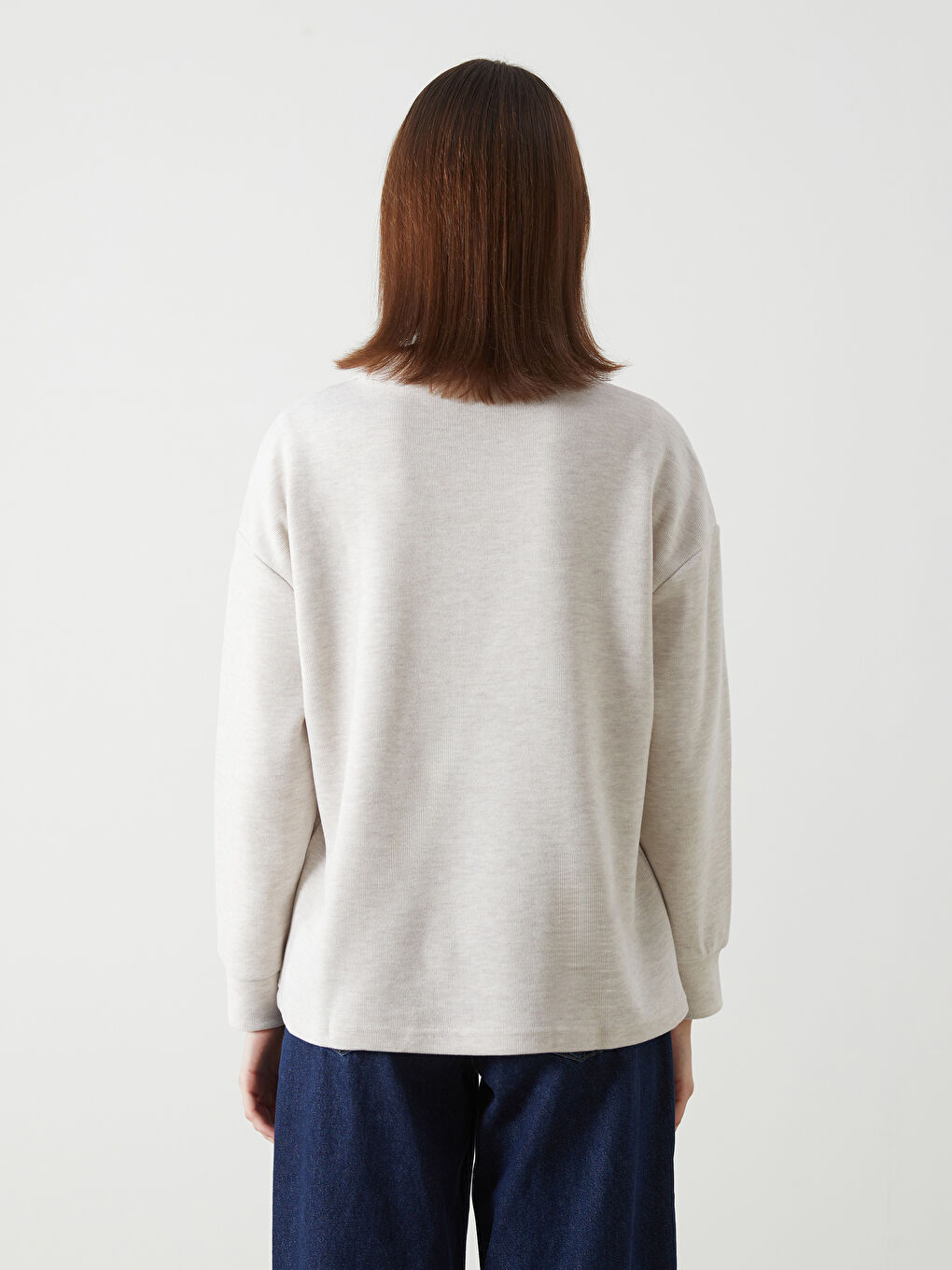 LCW Comfort Bej Dik Yaka Kadın Fermuarlı Sweatshirt - 3