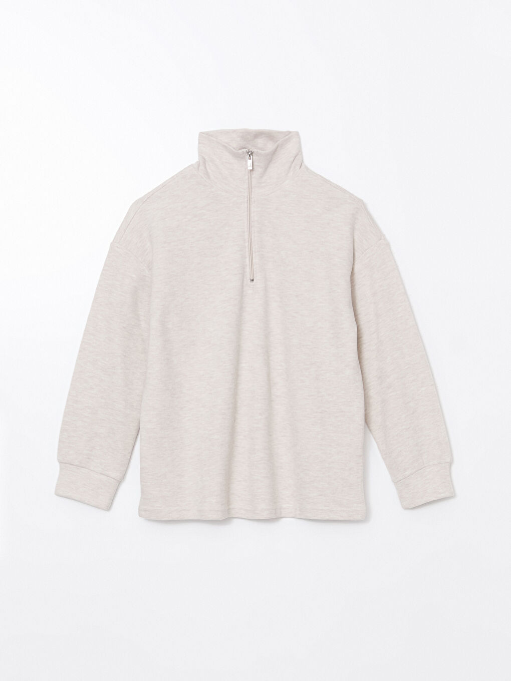 LCW Comfort Bej Dik Yaka Kadın Fermuarlı Sweatshirt - 4