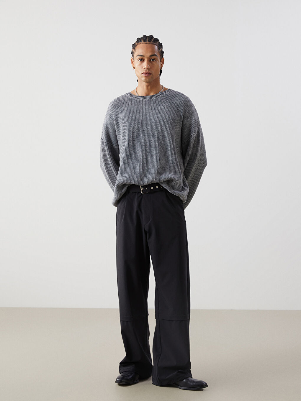 Siyah Rahat Kalıp Erkek Pantolon