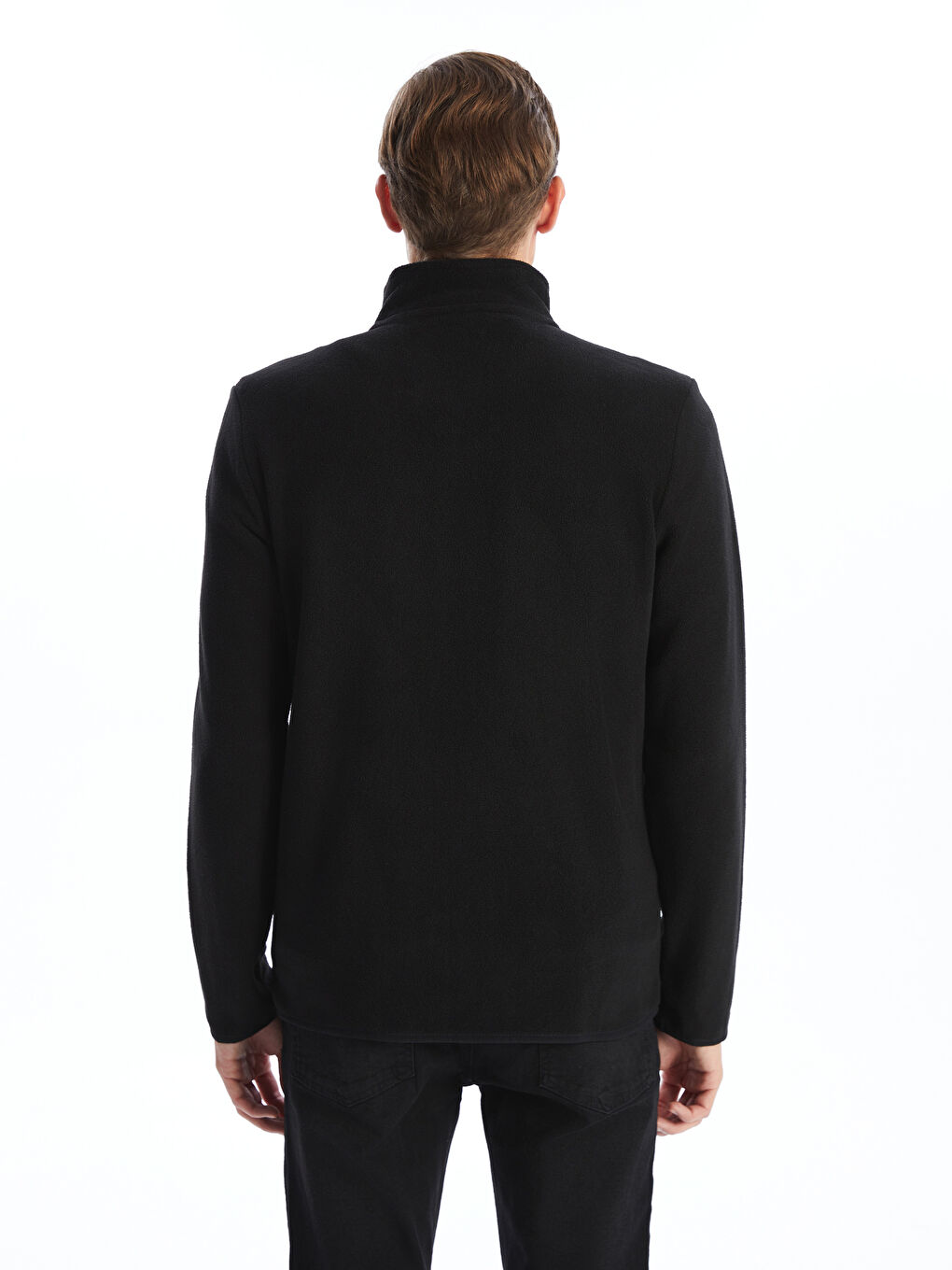 Standing Collar Long Sleeve Polar Men's Zippered Sweatshirt-7