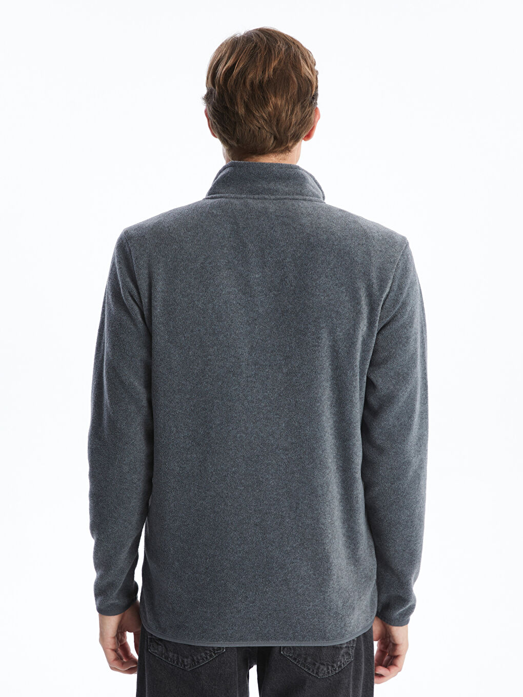 Standing Collar Long Sleeve Polar Men's Zippered Sweatshirt-7