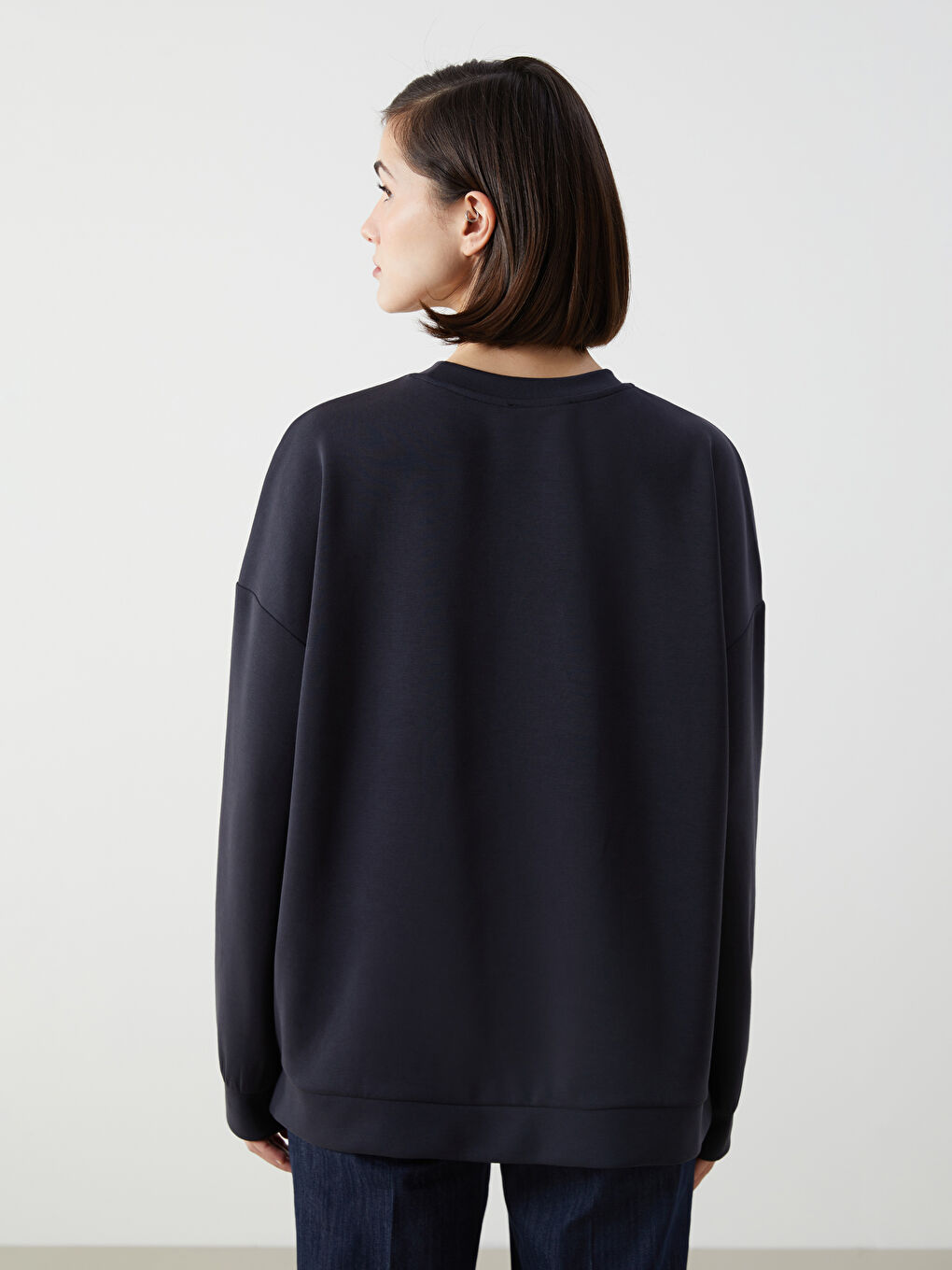 Antrasit Oversize Modal Karışımlı Kadın Sweatshirt-3