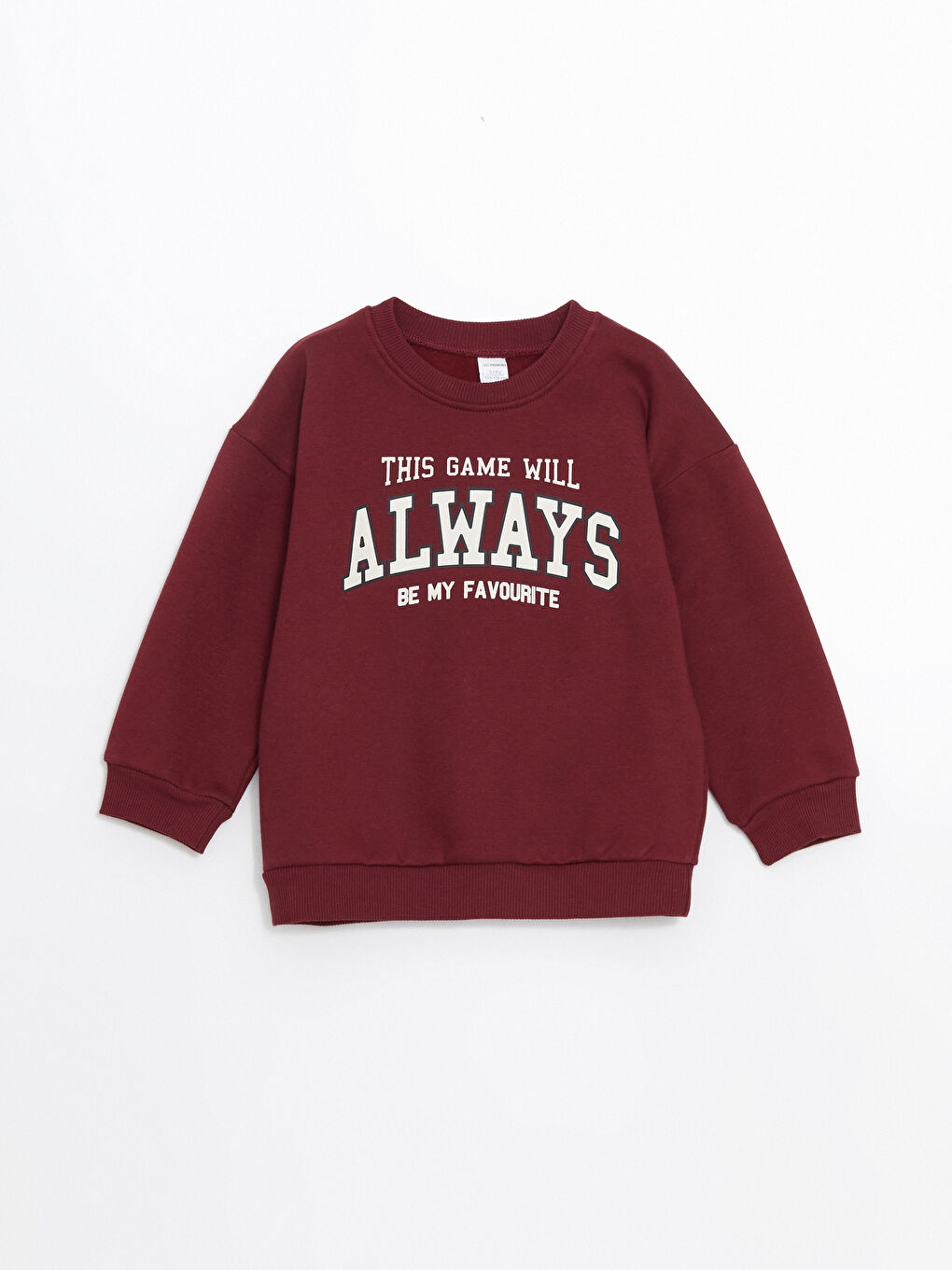 LCW Kids Bordo Bisiklet Yaka Baskılı Erkek Çocuk Sweatshirt