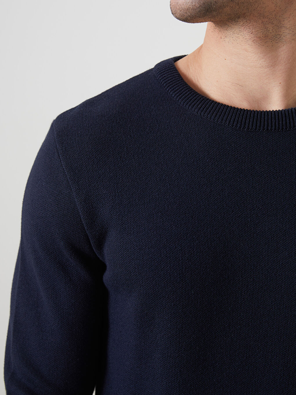 Lacivert Bisiklet Yaka Erkek Triko Kazak-2