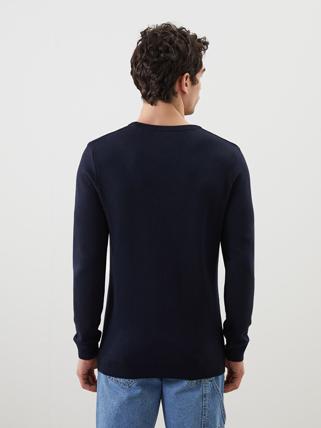 Lacivert Bisiklet Yaka Erkek Triko Kazak-3