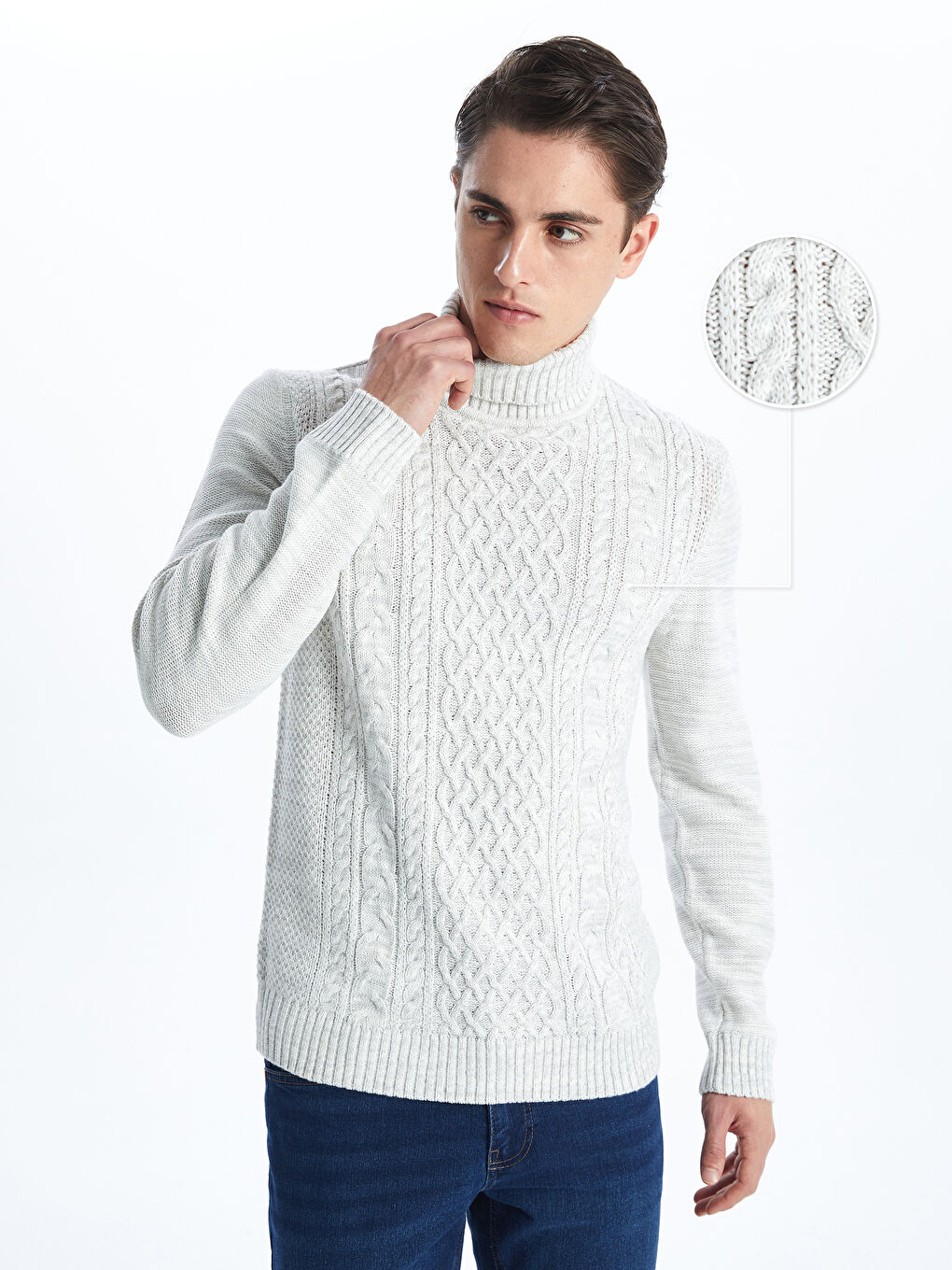 Turtleneck Long Sleeve Men's Knitwear Sweater