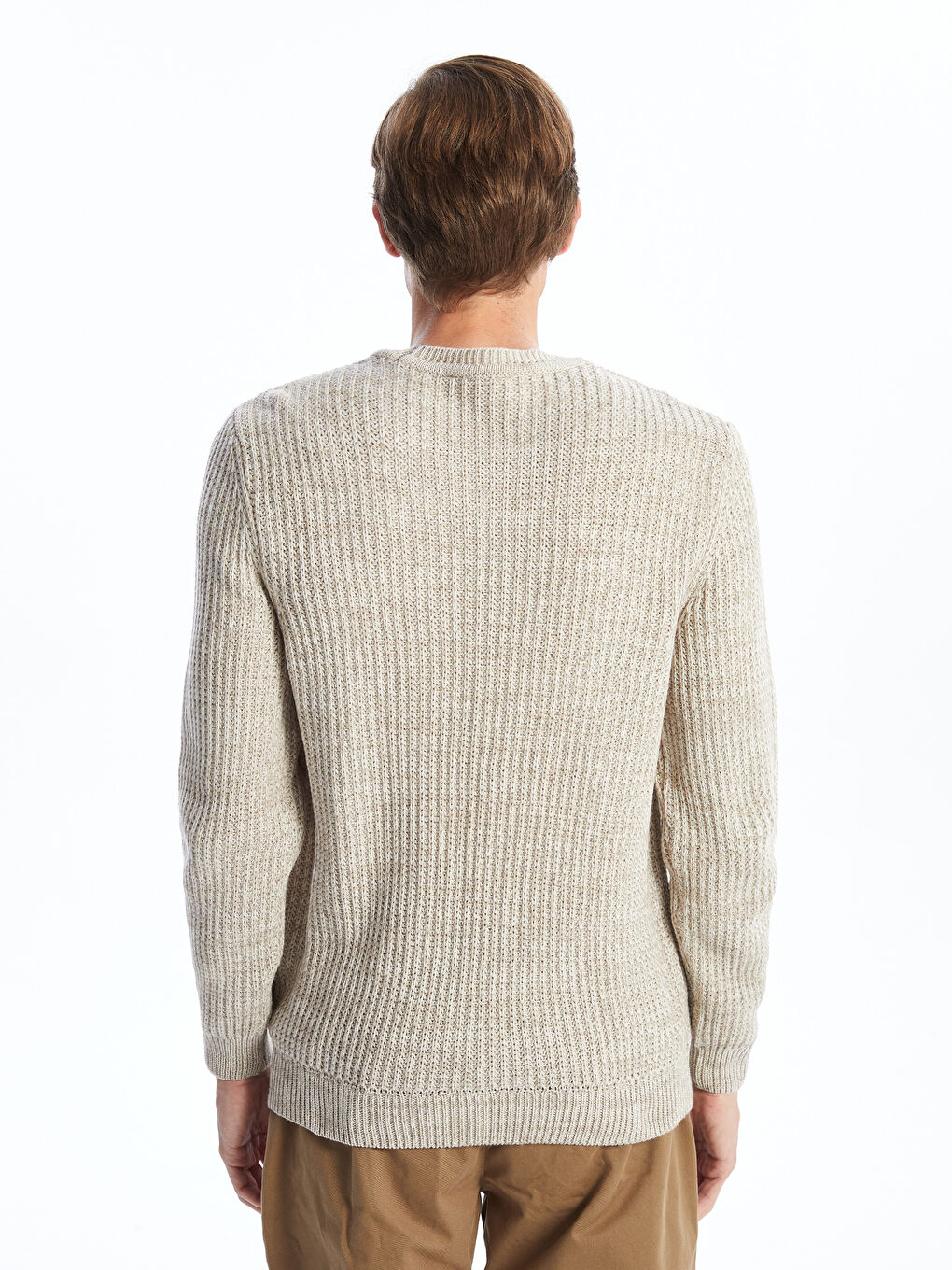 Crew Neck Long Sleeve Men's Tricot Sweater-7