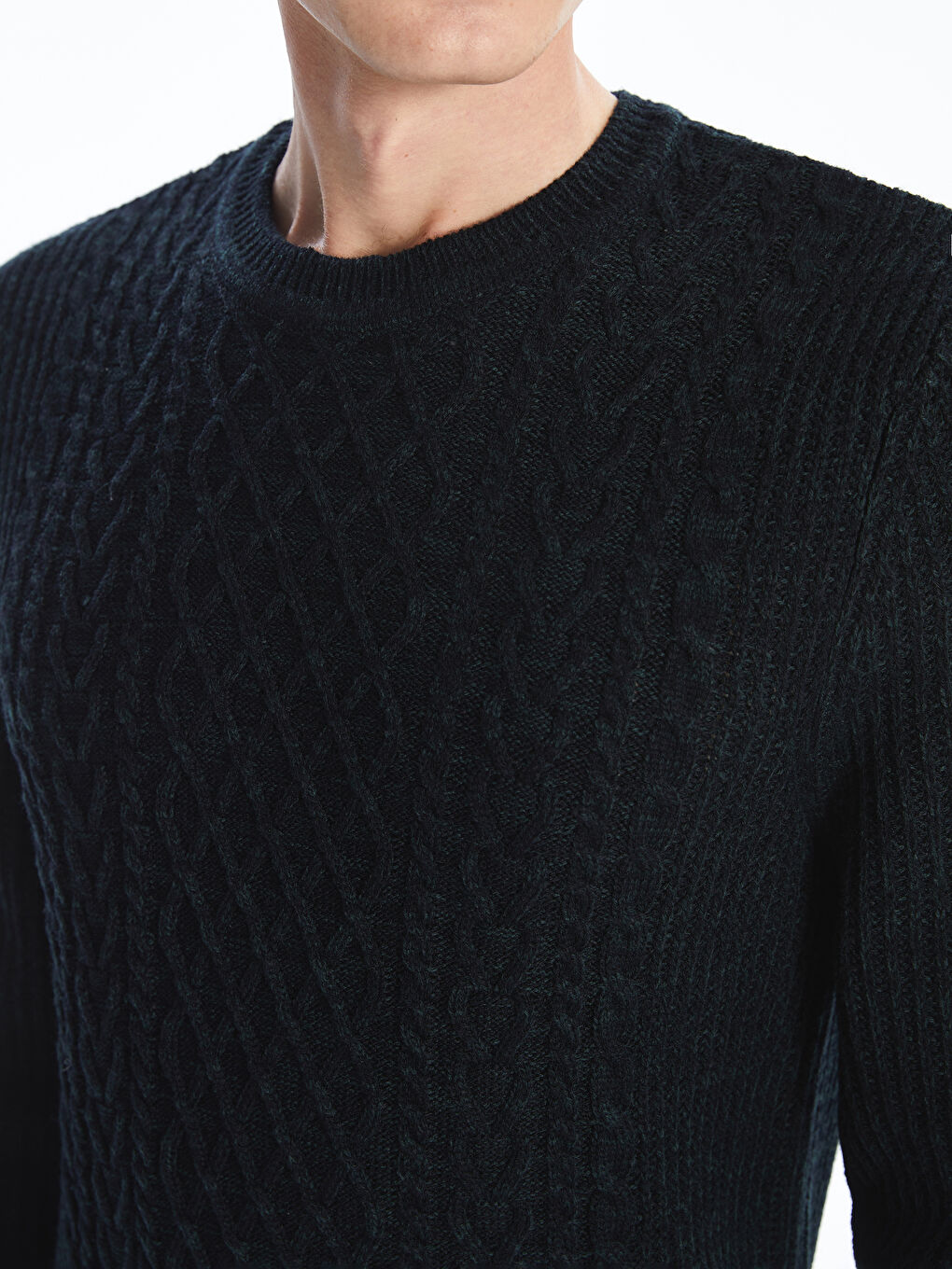 Crew Neck Long Sleeve Men's Tricot Sweater-5