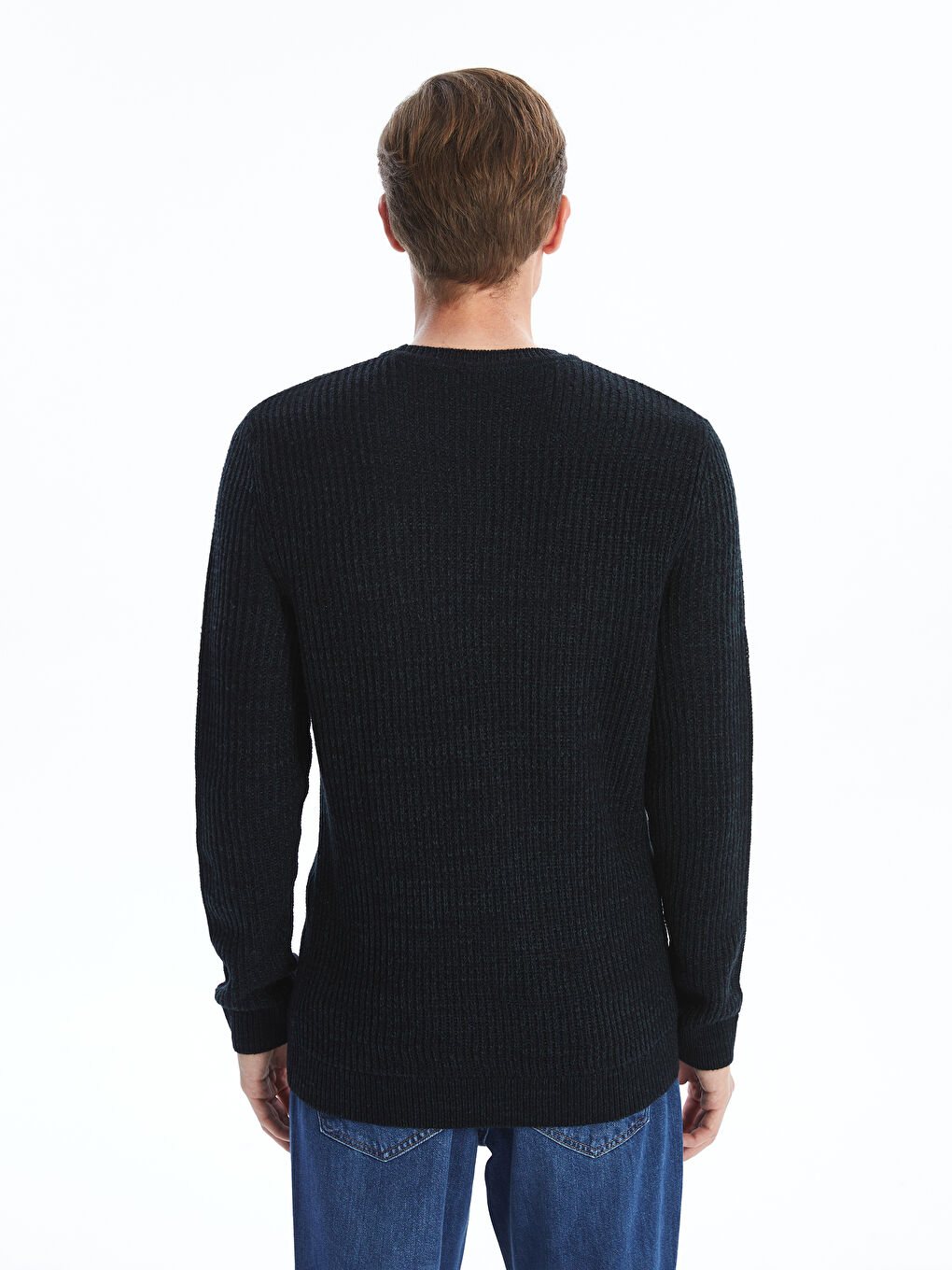 Crew Neck Long Sleeve Men's Tricot Sweater-7