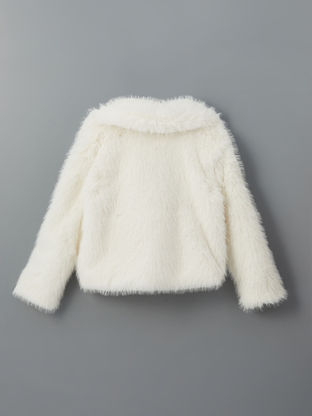 Bej Ceket Yaka Oversize Kadın Kürk Mont-6