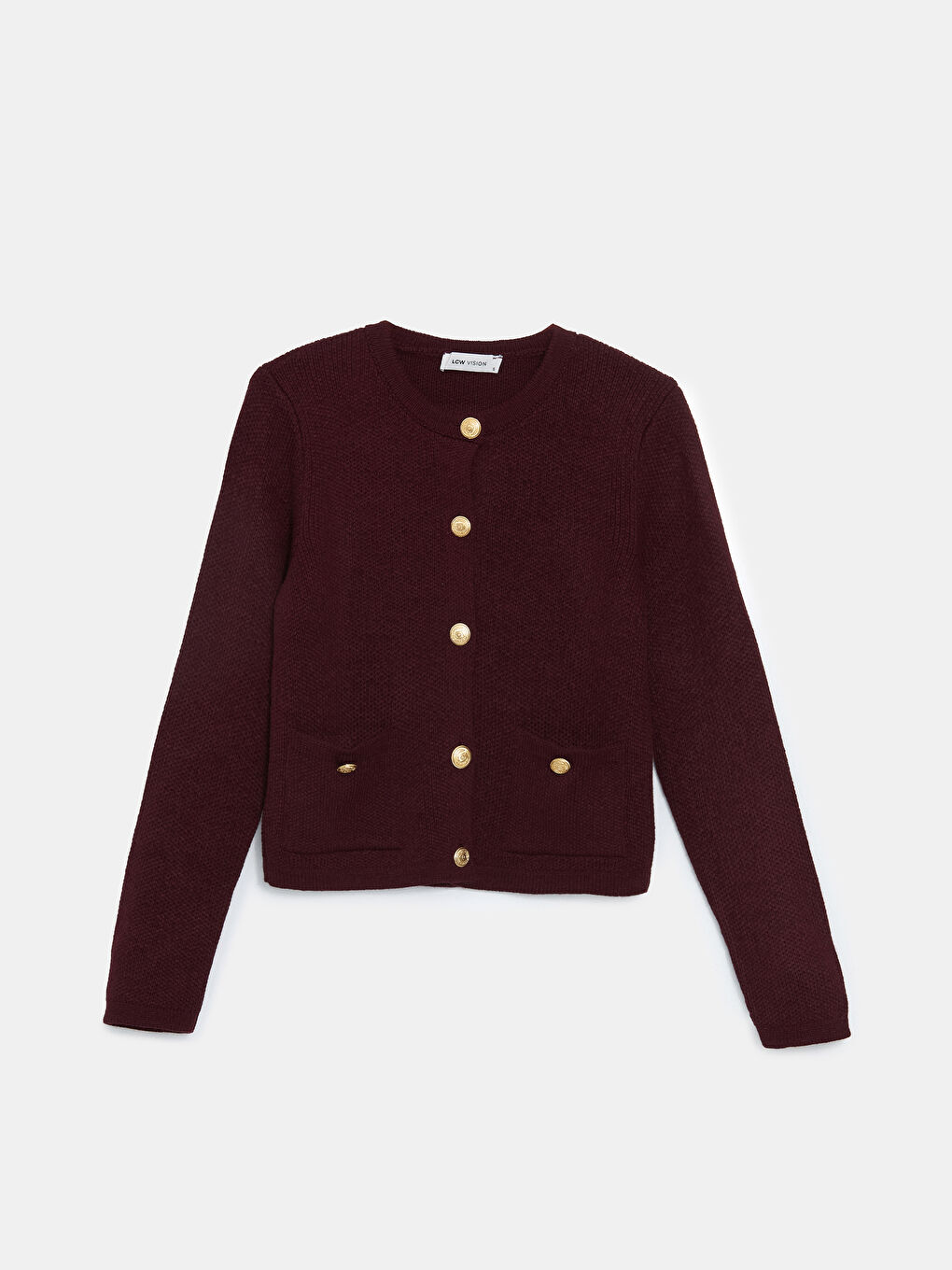 Bordo Bisiklet Yaka Kadın Triko Hırka-4