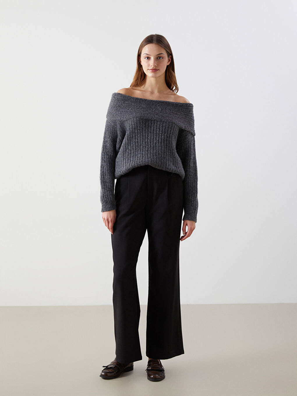 Slash Neck Women's Knitwear Sweater -W4M387Z8-DRU