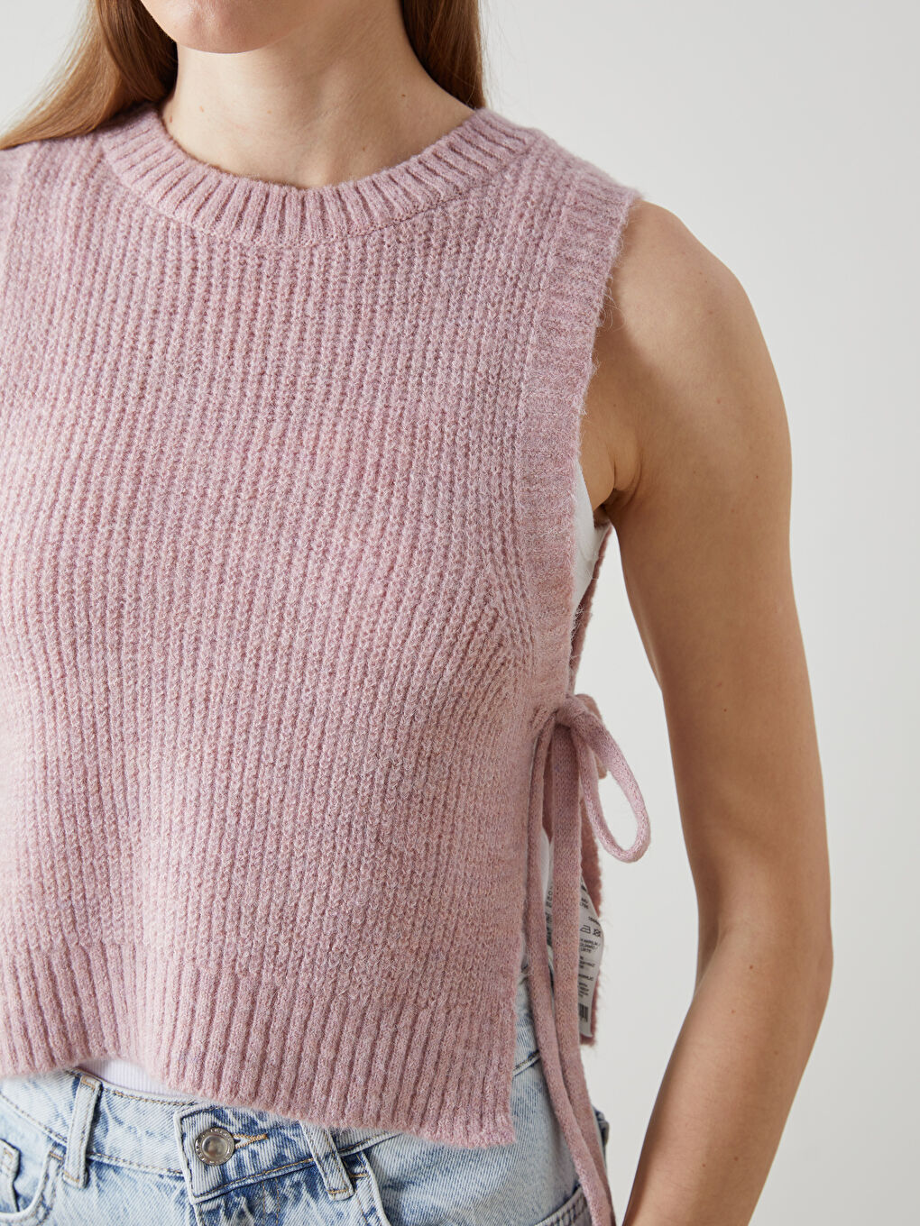 Pembe Bisiklet Yaka Kadın Triko Süveter-2