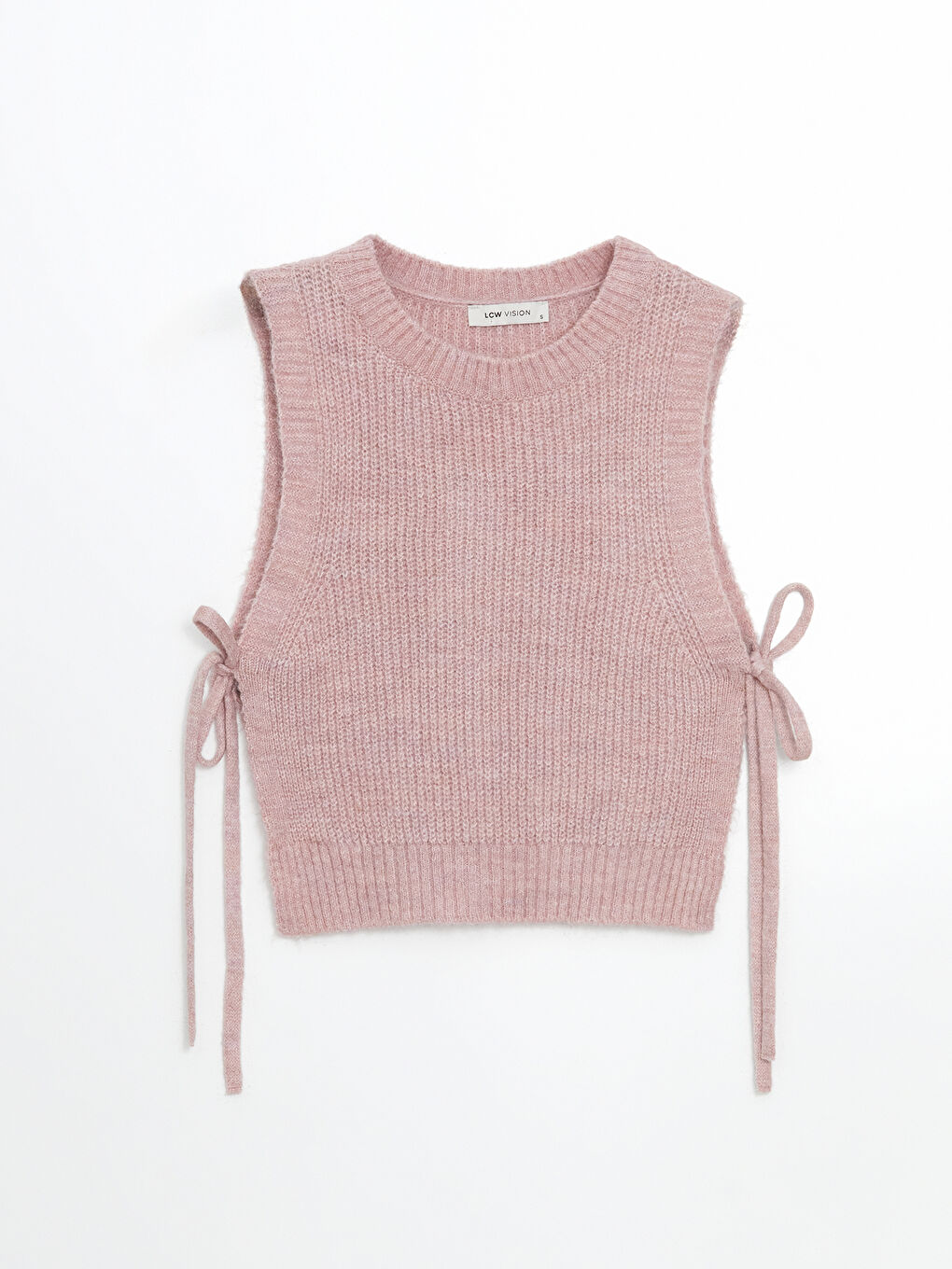 Pembe Bisiklet Yaka Kadın Triko Süveter-4