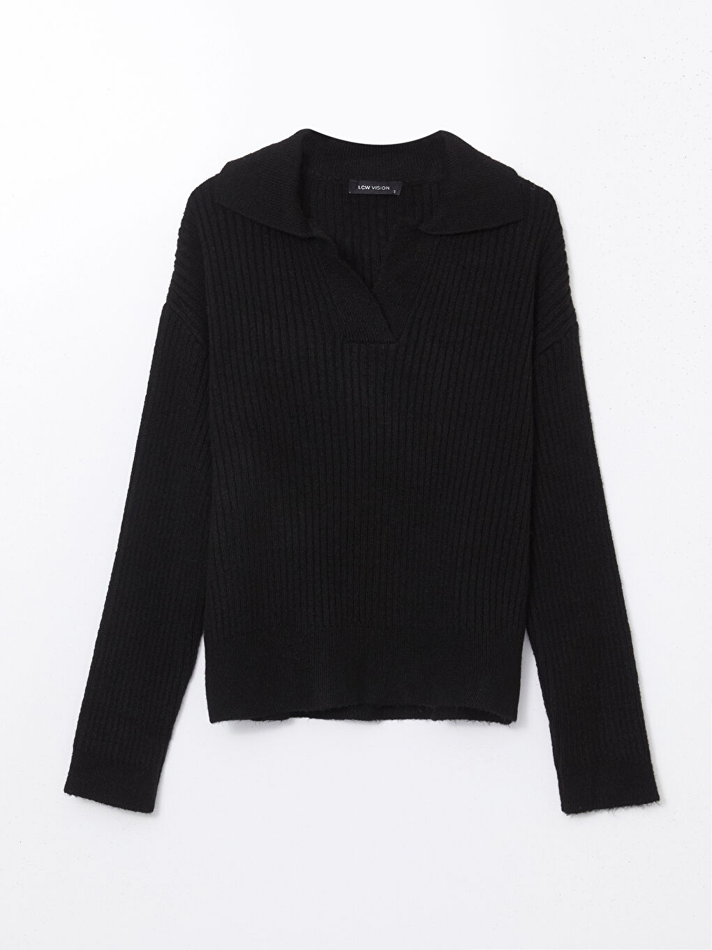 Polo Neck Regular Long Sleeve Women's Tricot Sweater -W4M392Z8-CVL