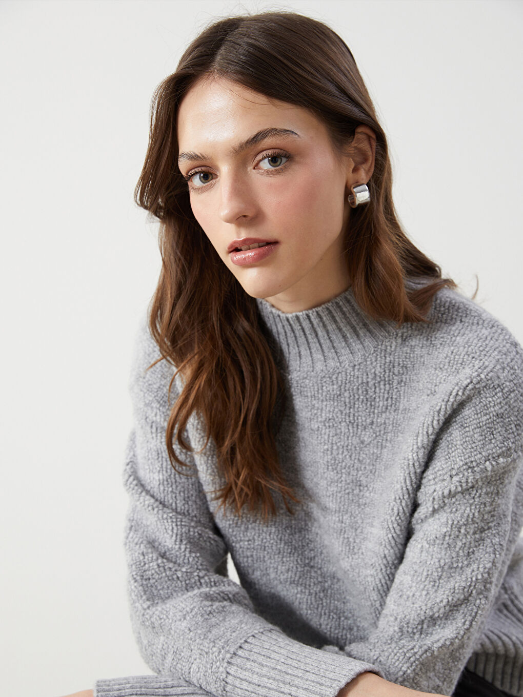 Half Turtleneck Women's Tricot Sweater -W4M395Z8-CUZ