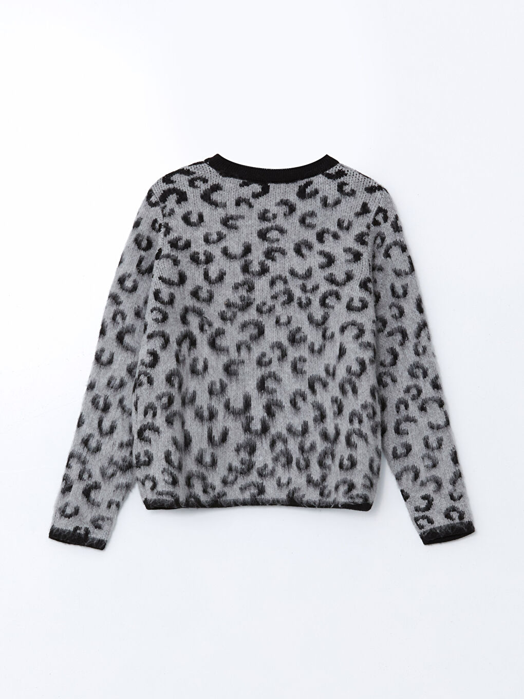LCW Modest Crew Neck Leopard Print Women's Knitwear Cardigan -W4M400Z8-MKJ