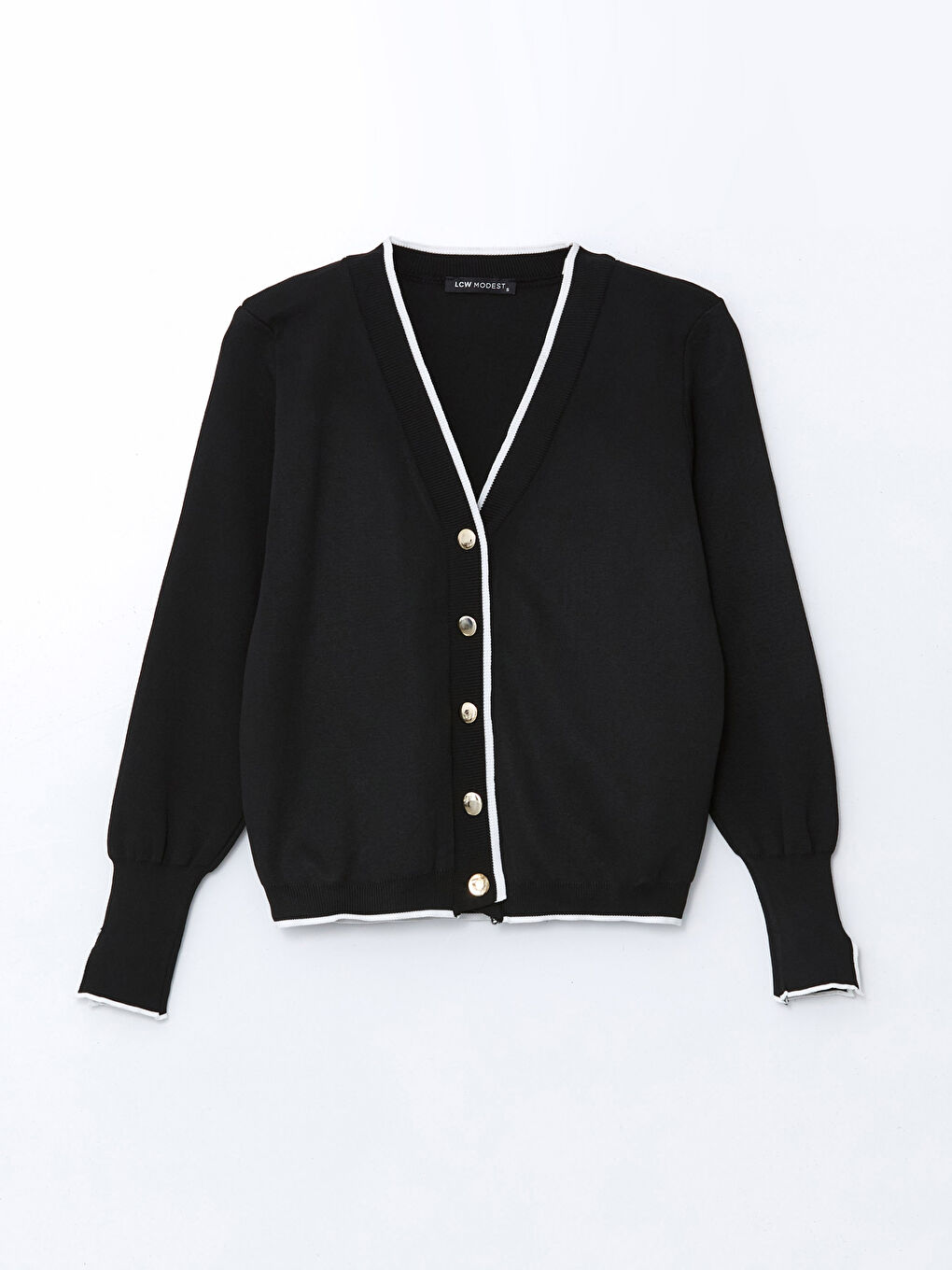 Siyah V Yaka Kadın Triko Hırka-4