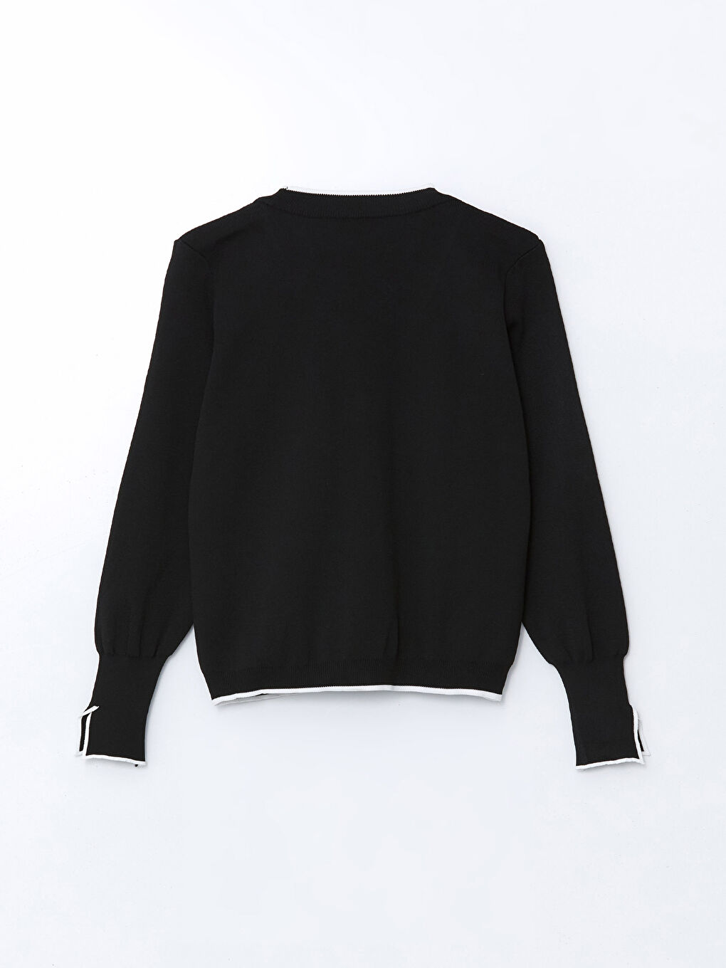 Siyah V Yaka Kadın Triko Hırka-5