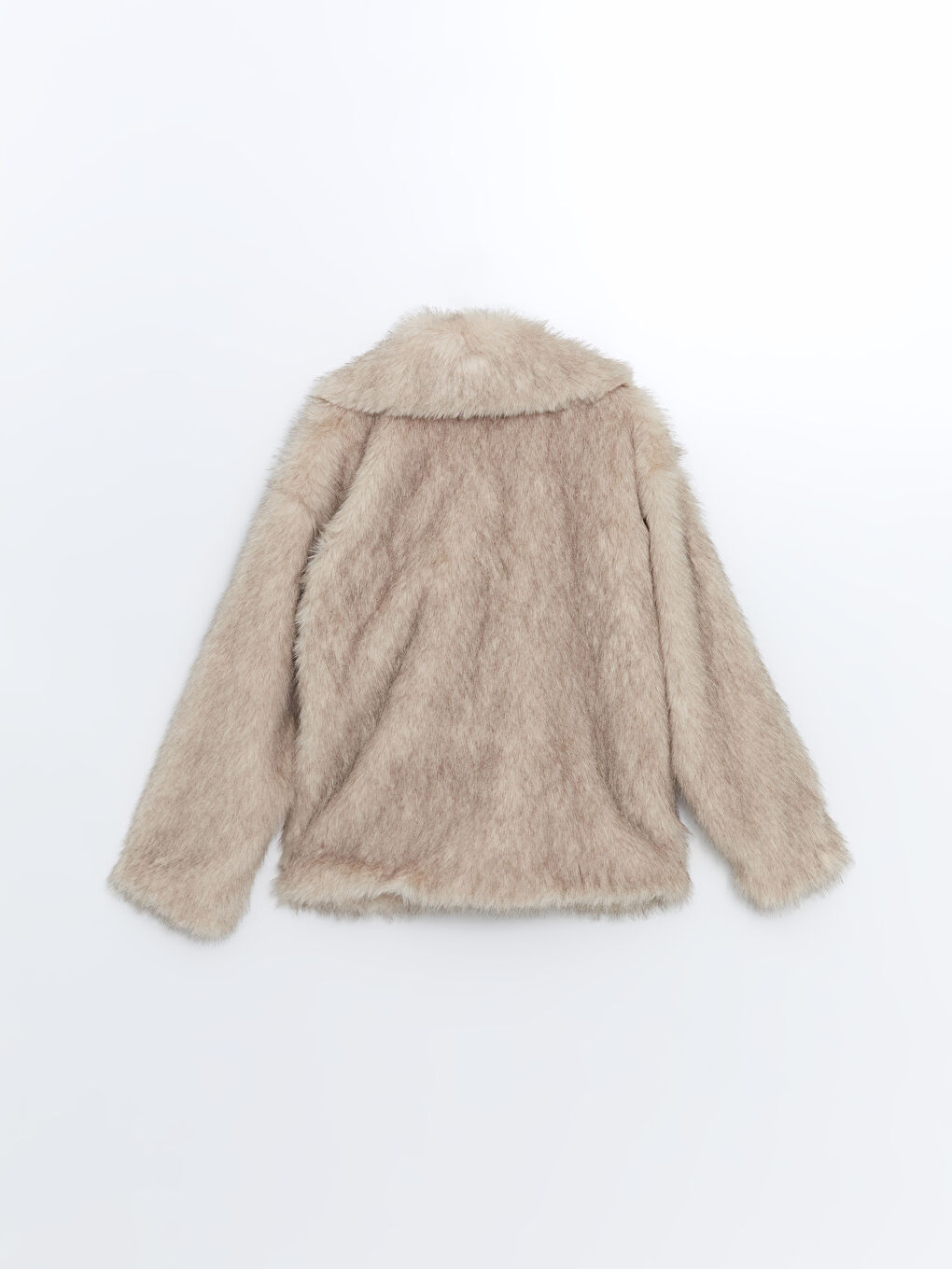 Ekru Ceket Yaka Kadın Kürk Mont-6