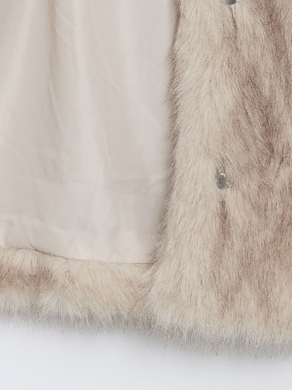 Ekru Ceket Yaka Kadın Kürk Mont-7