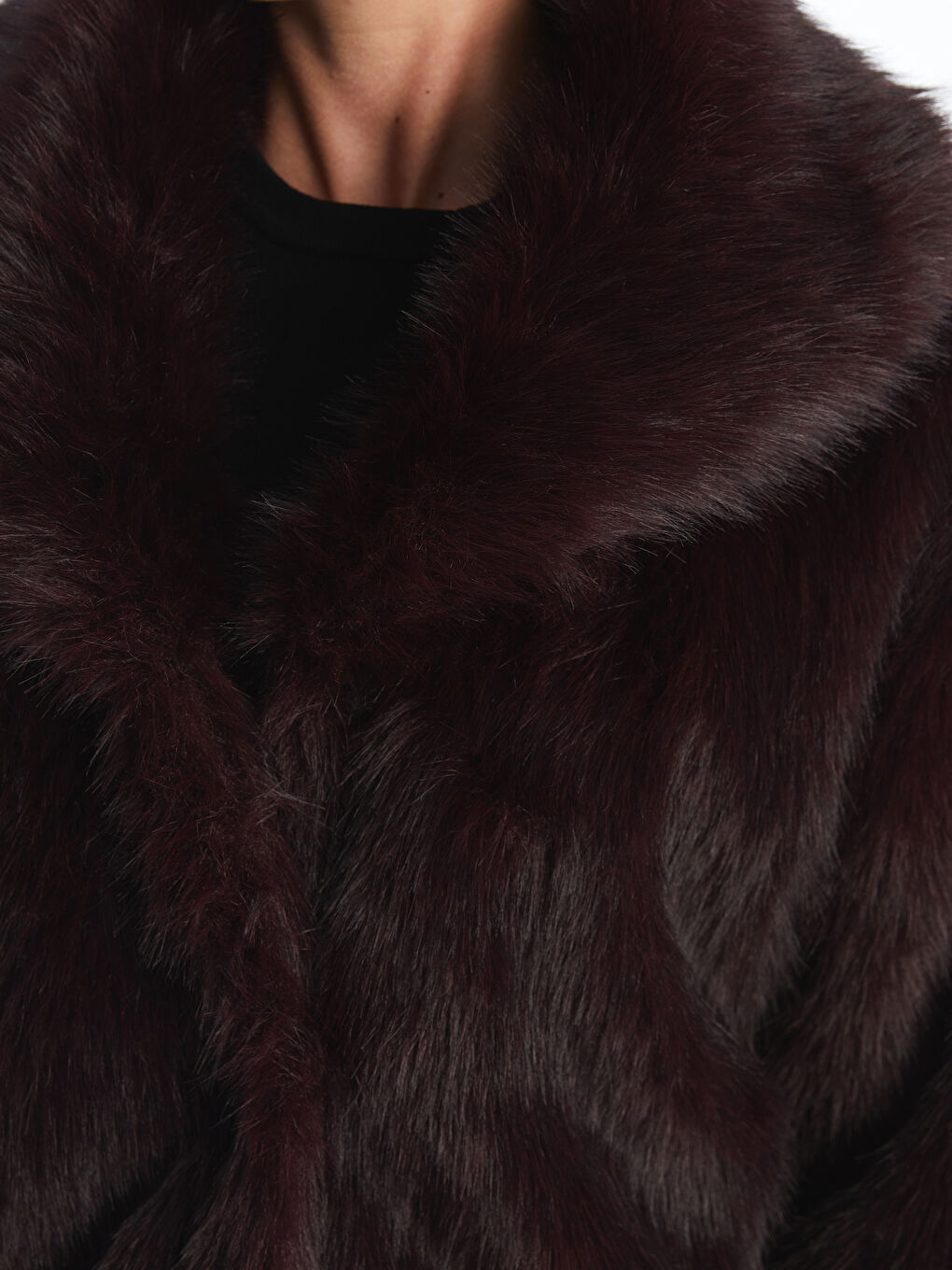 Mürdüm Ceket Yaka Kadın Kürk Mont-5