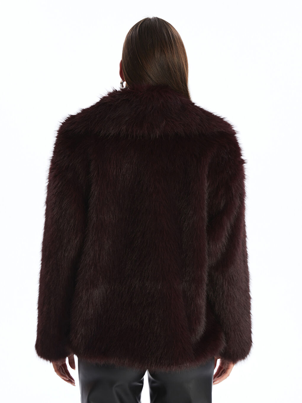 Mürdüm Ceket Yaka Kadın Kürk Mont-9