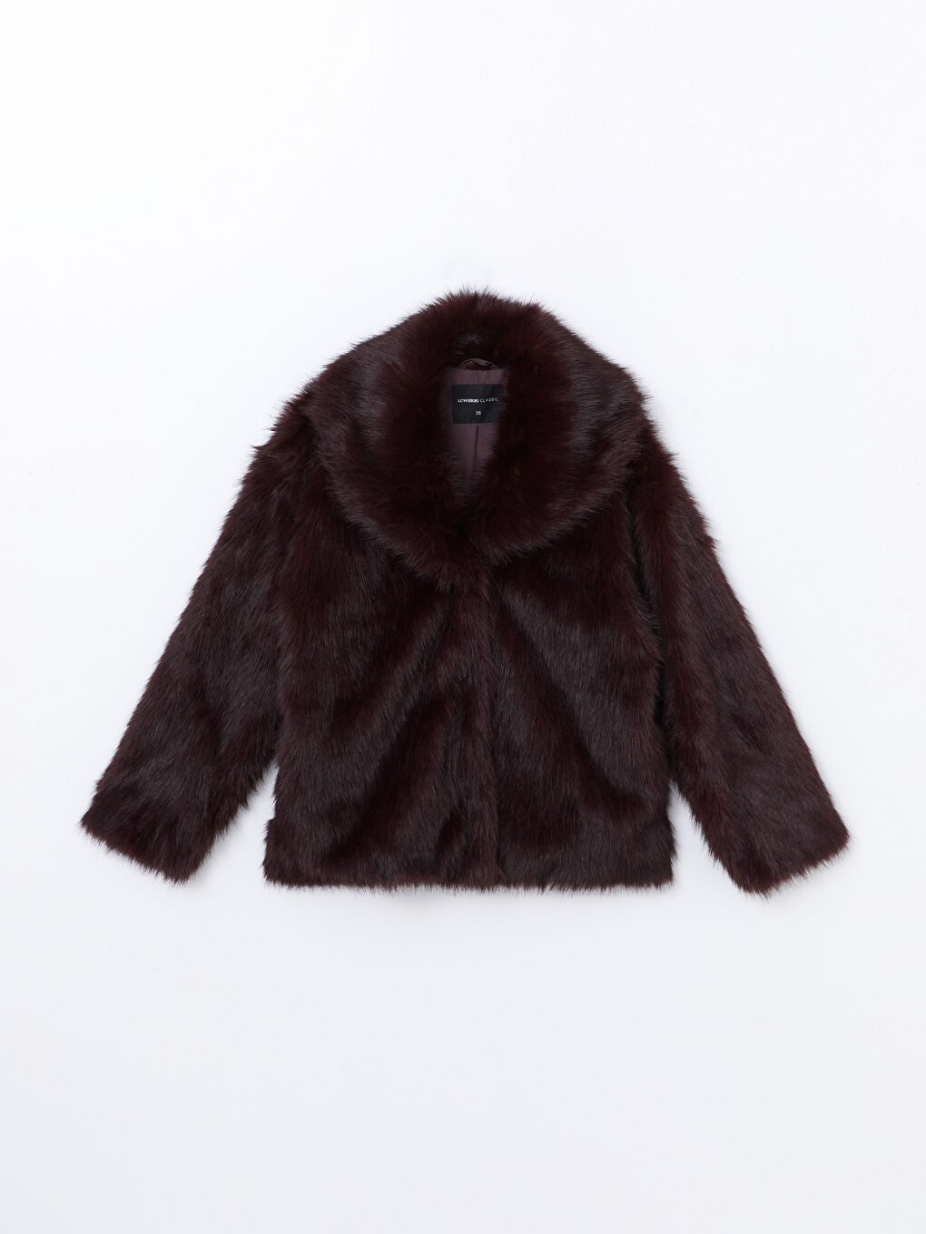 Mürdüm Ceket Yaka Kadın Kürk Mont-11