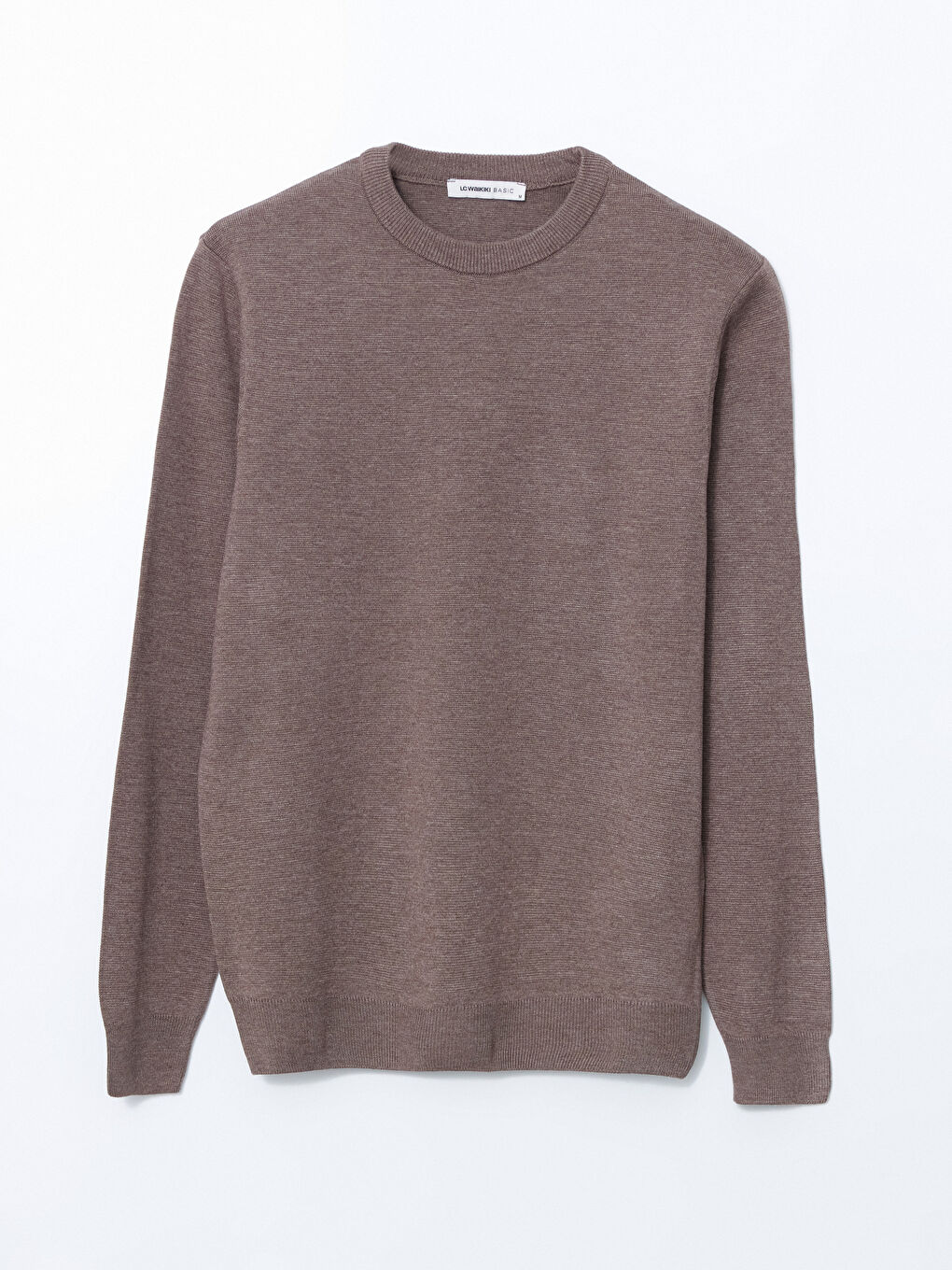 Bej Bisiklet Yaka Erkek Triko Kazak-4