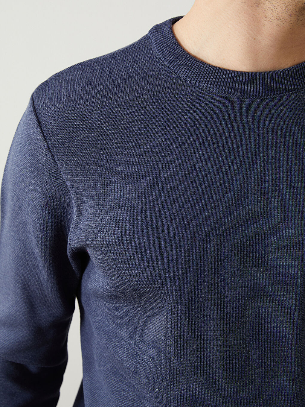 İndigo Bisiklet Yaka Erkek Triko Kazak-2