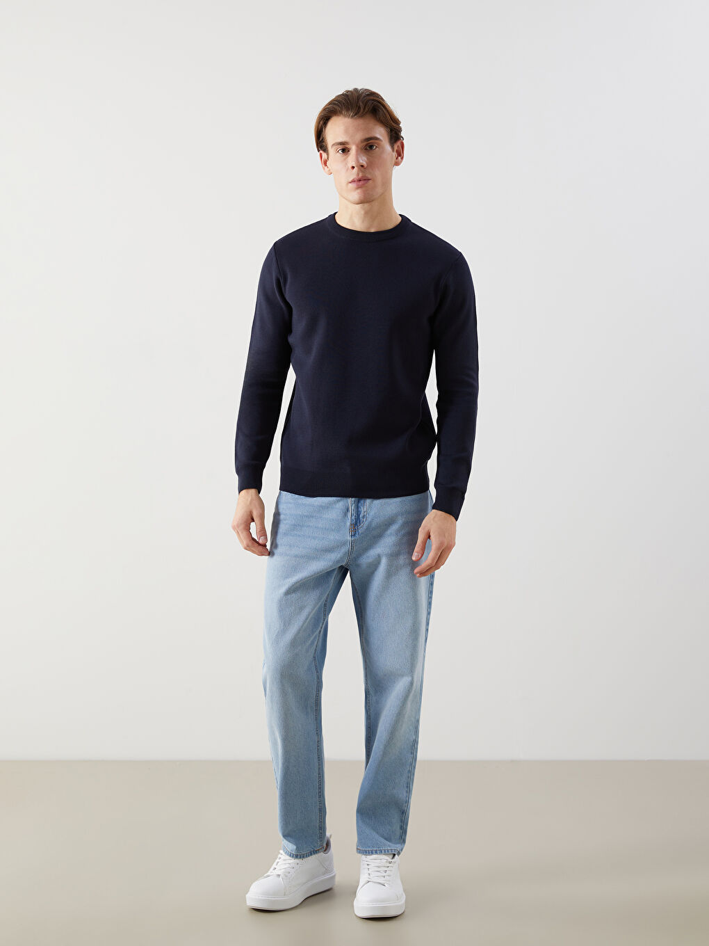 Mavi Bisiklet Yaka Erkek Triko Kazak-1