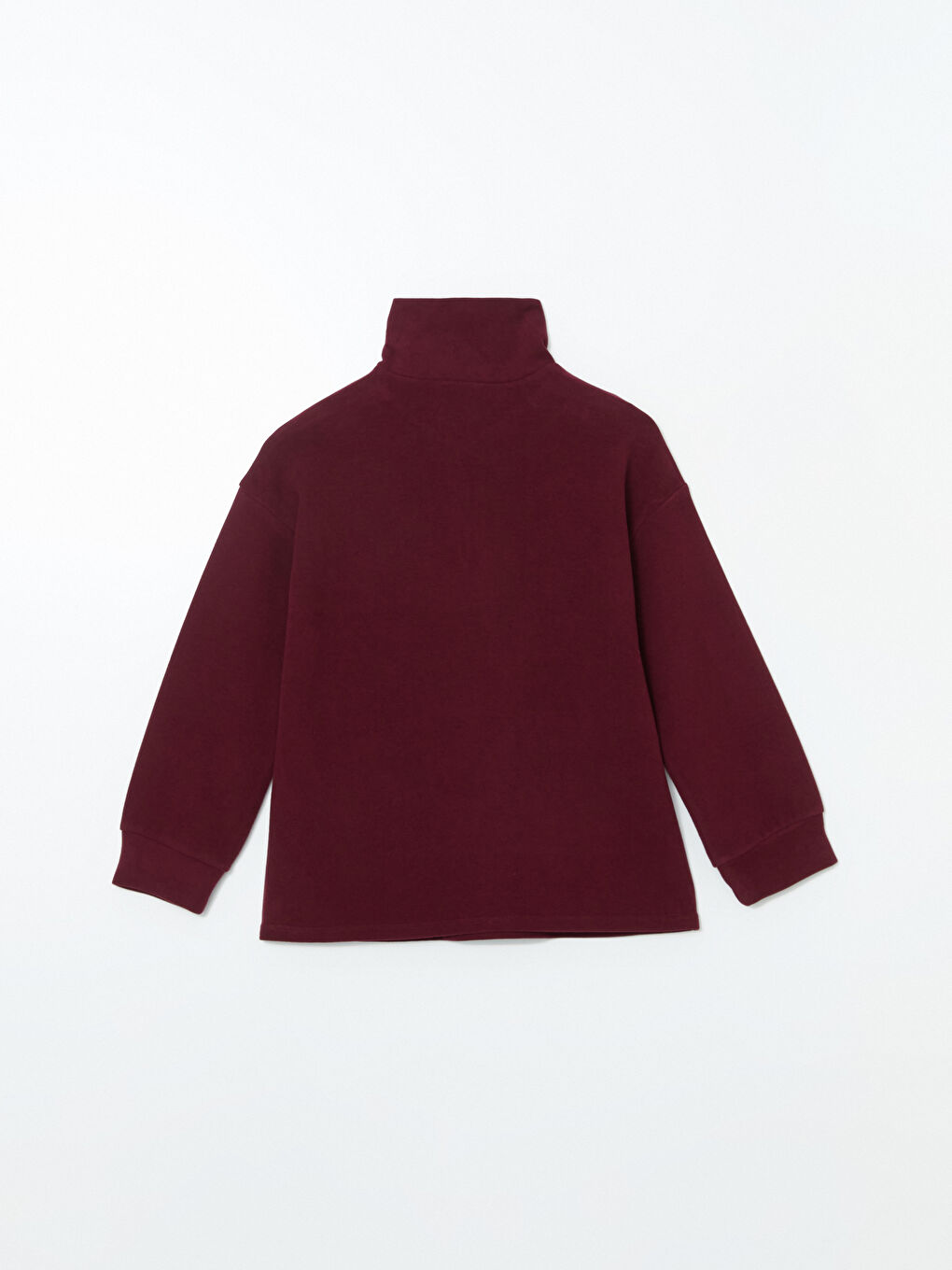 Bordo Dik Yaka Kadın Sweatshirt-5