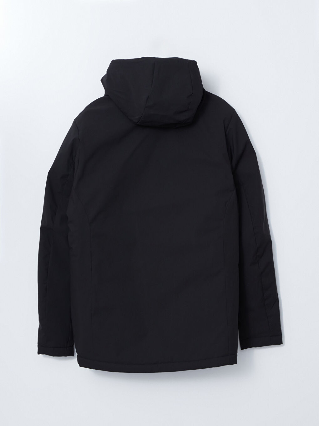 Siyah Standart Kalıp Kapüşonlu Erkek Mont-8