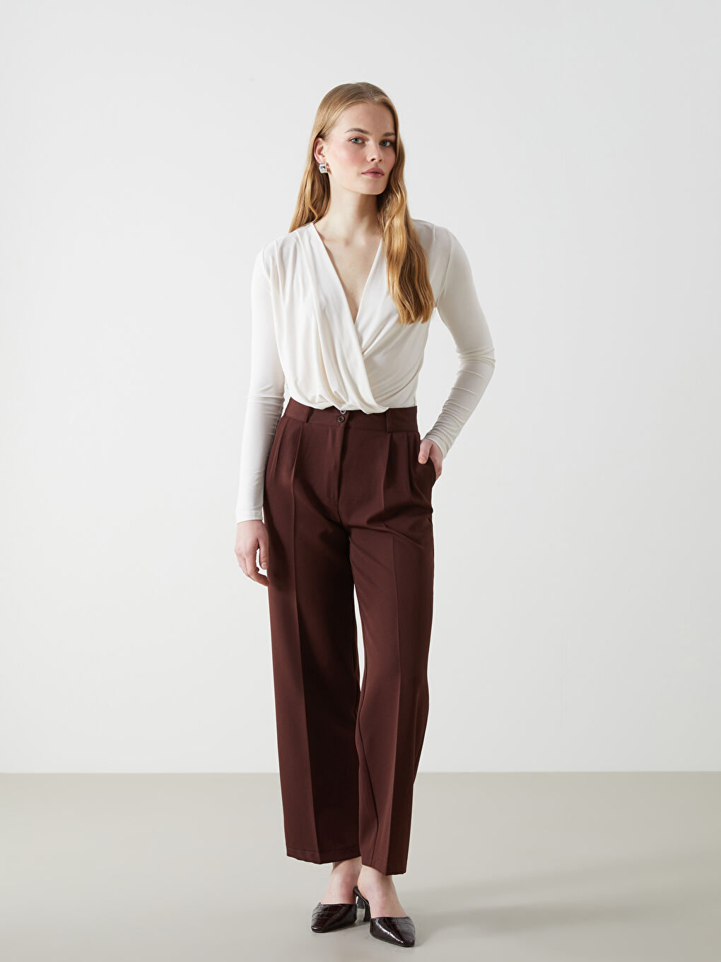 Kahverengi Loose Fit Kadın Pantolon